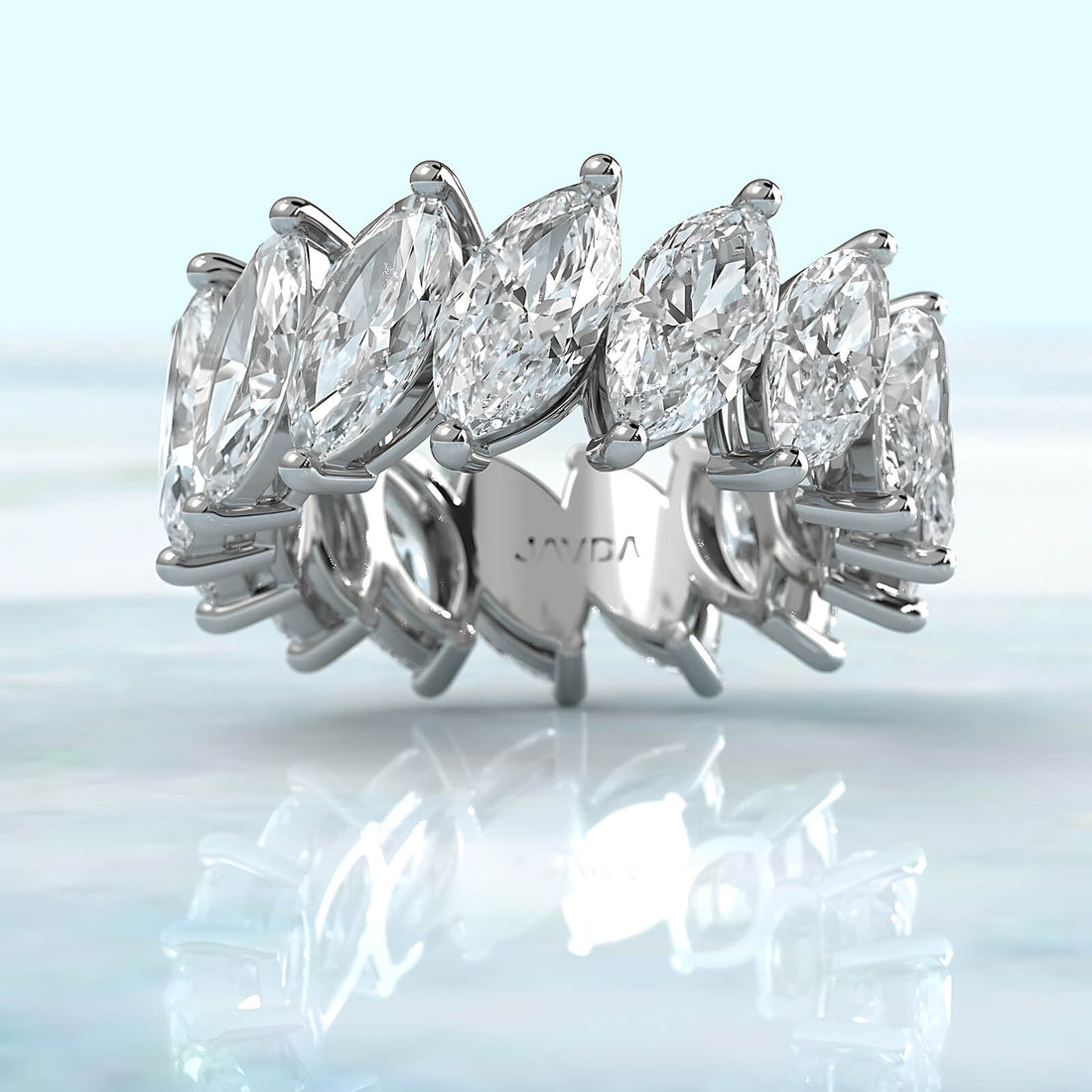 Shared Prong Women's Wedding Band Marquise Lab Diamond 9 mm 8.4ctw.