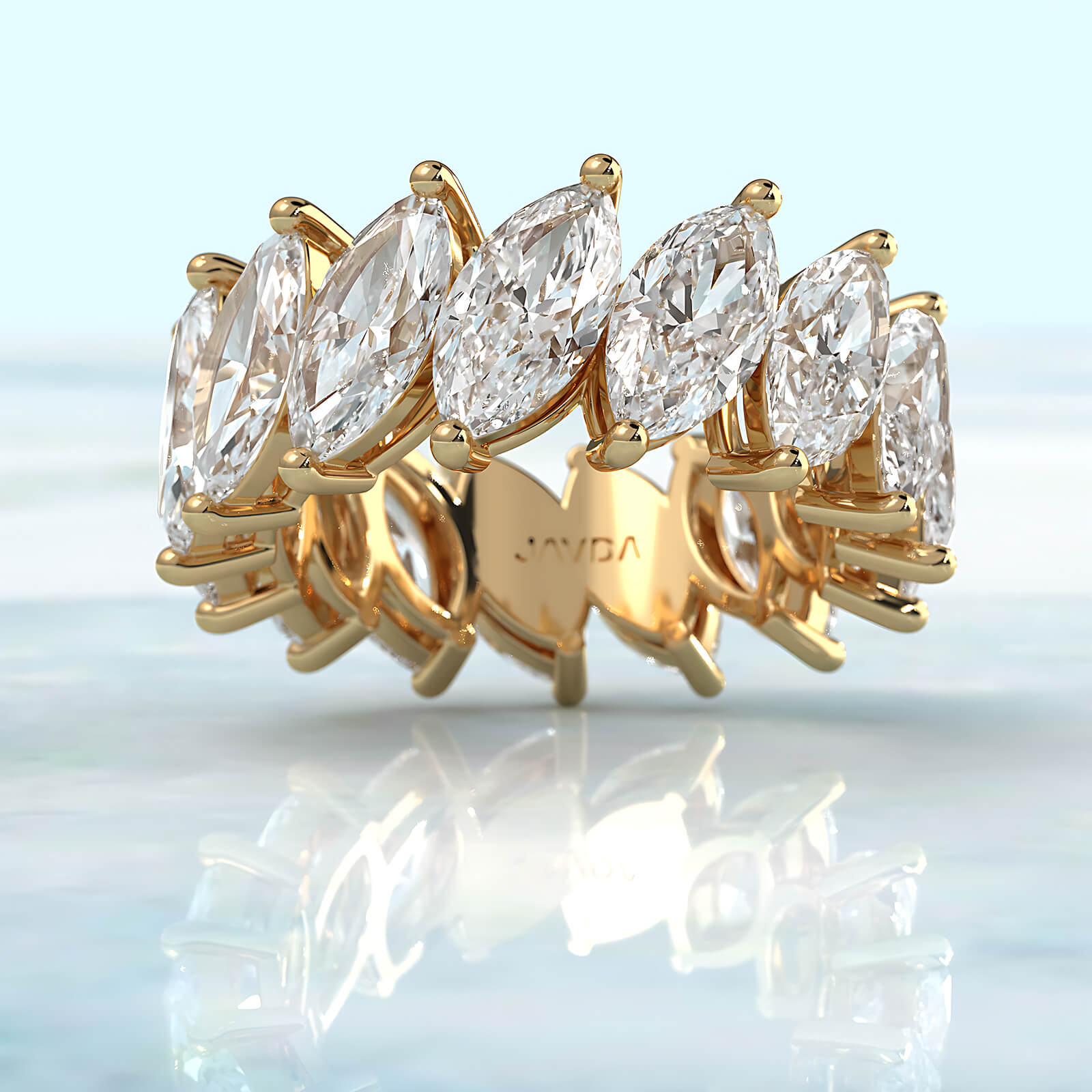 Shared Prong Women's Wedding Band Marquise Lab Diamond 9 mm 8.4ctw.