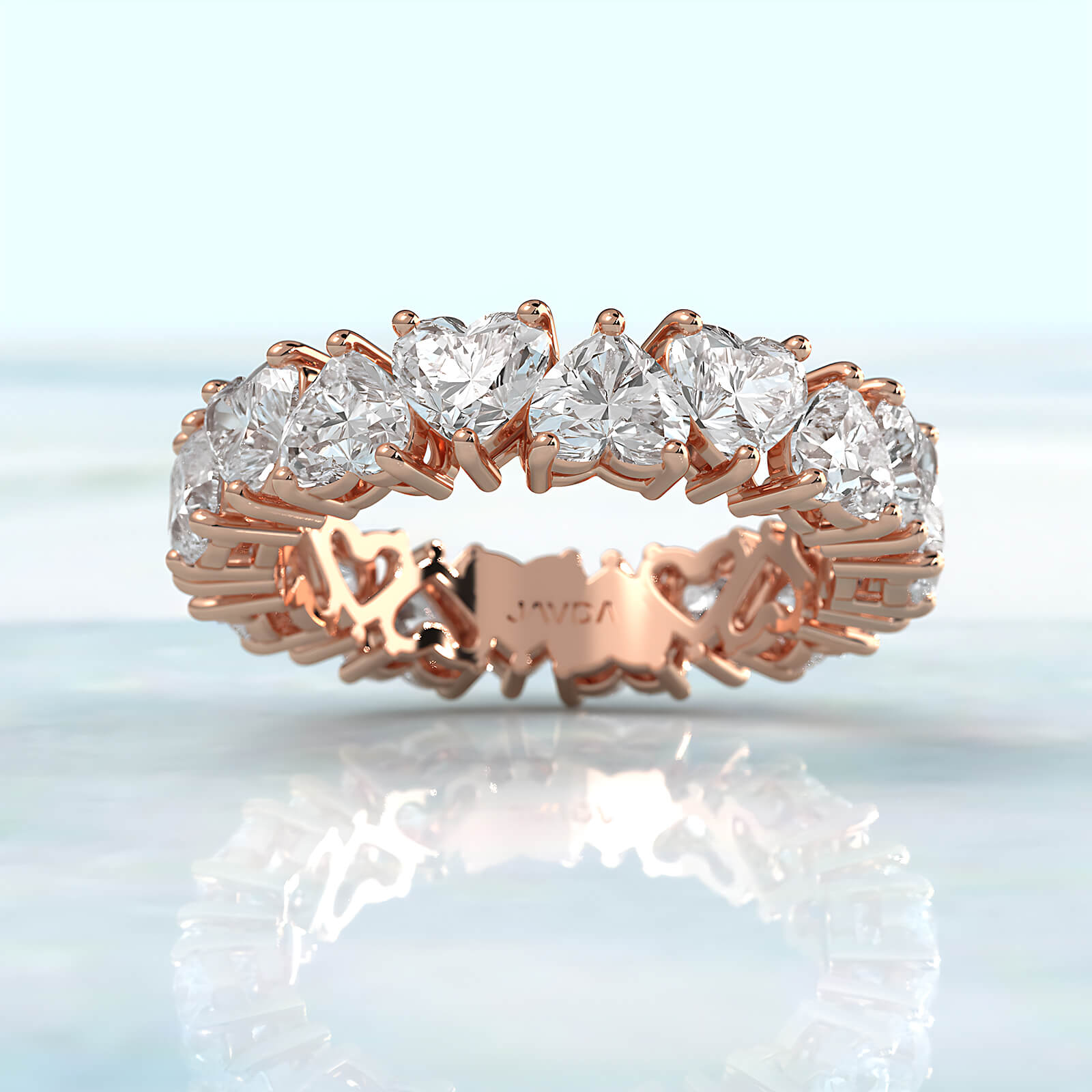 Heart Shared Prong Women's Wedding Band Lab  Diamond 4 mm 4.9ctw.