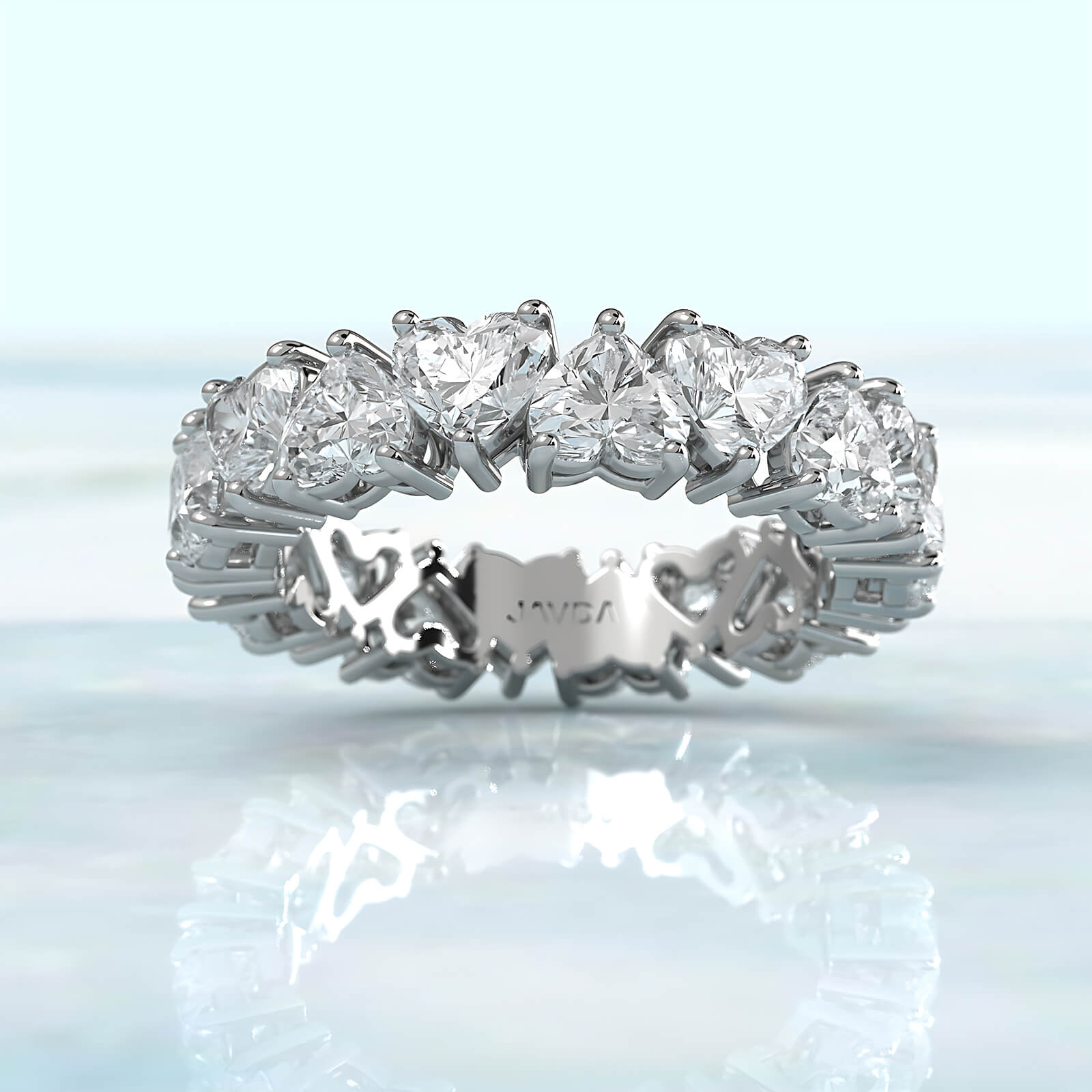 Heart Shared Prong Women's Wedding Band Lab  Diamond 4 mm 4.9ctw.