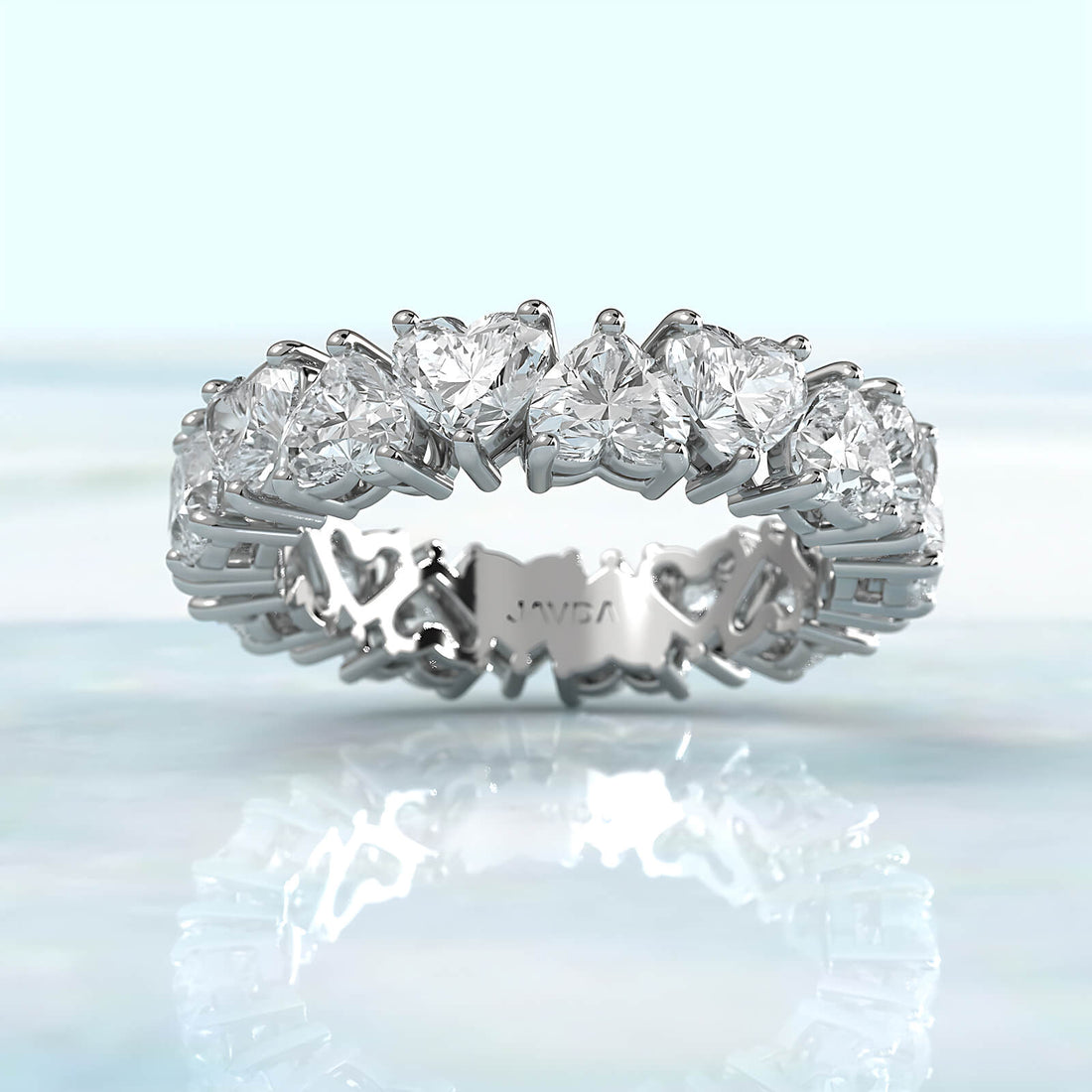 Heart Shared Prong Women's Wedding Band Lab  Diamond 4 mm 4.9ctw.
