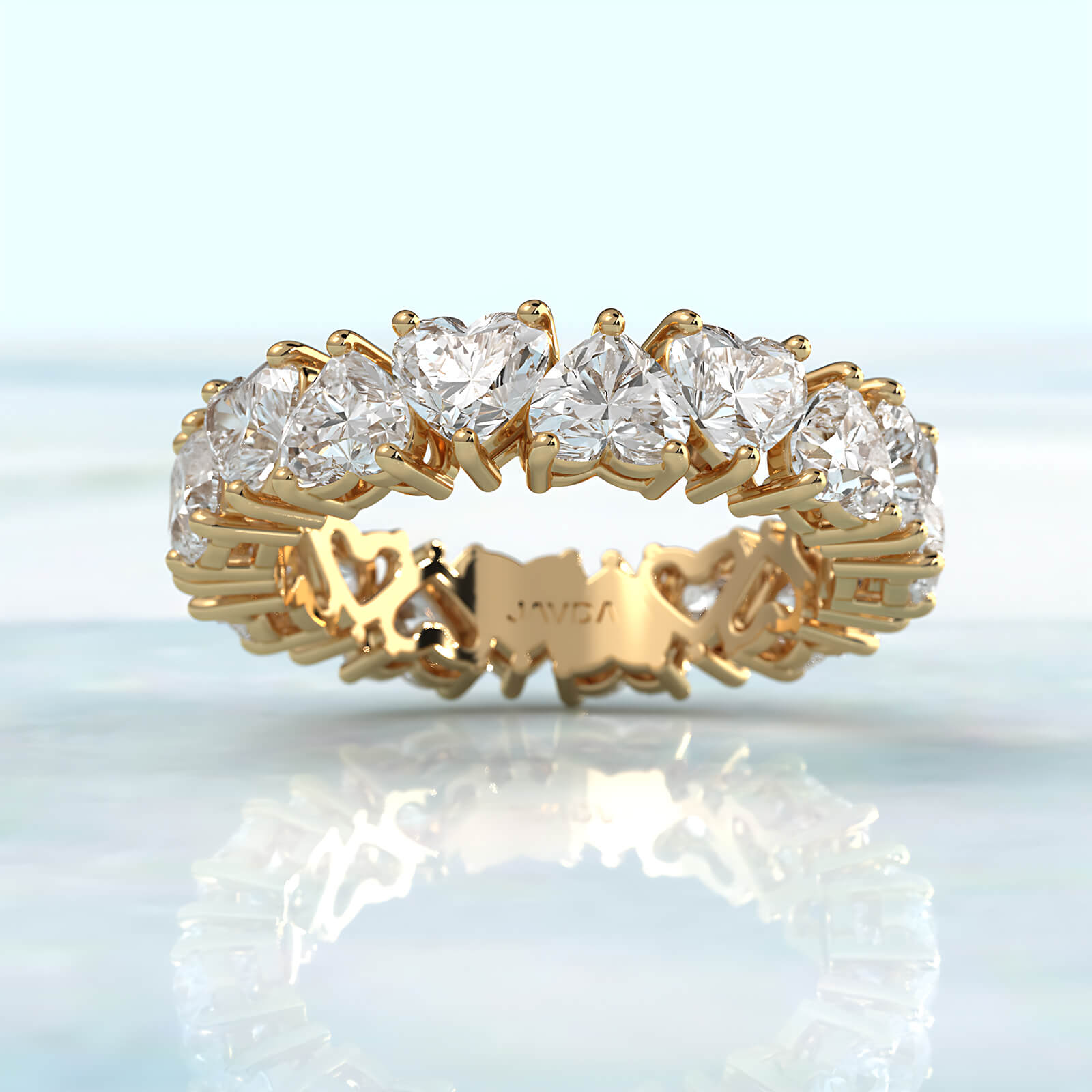 Heart Shared Prong Women's Wedding Band Lab  Diamond 4 mm 4.9ctw.