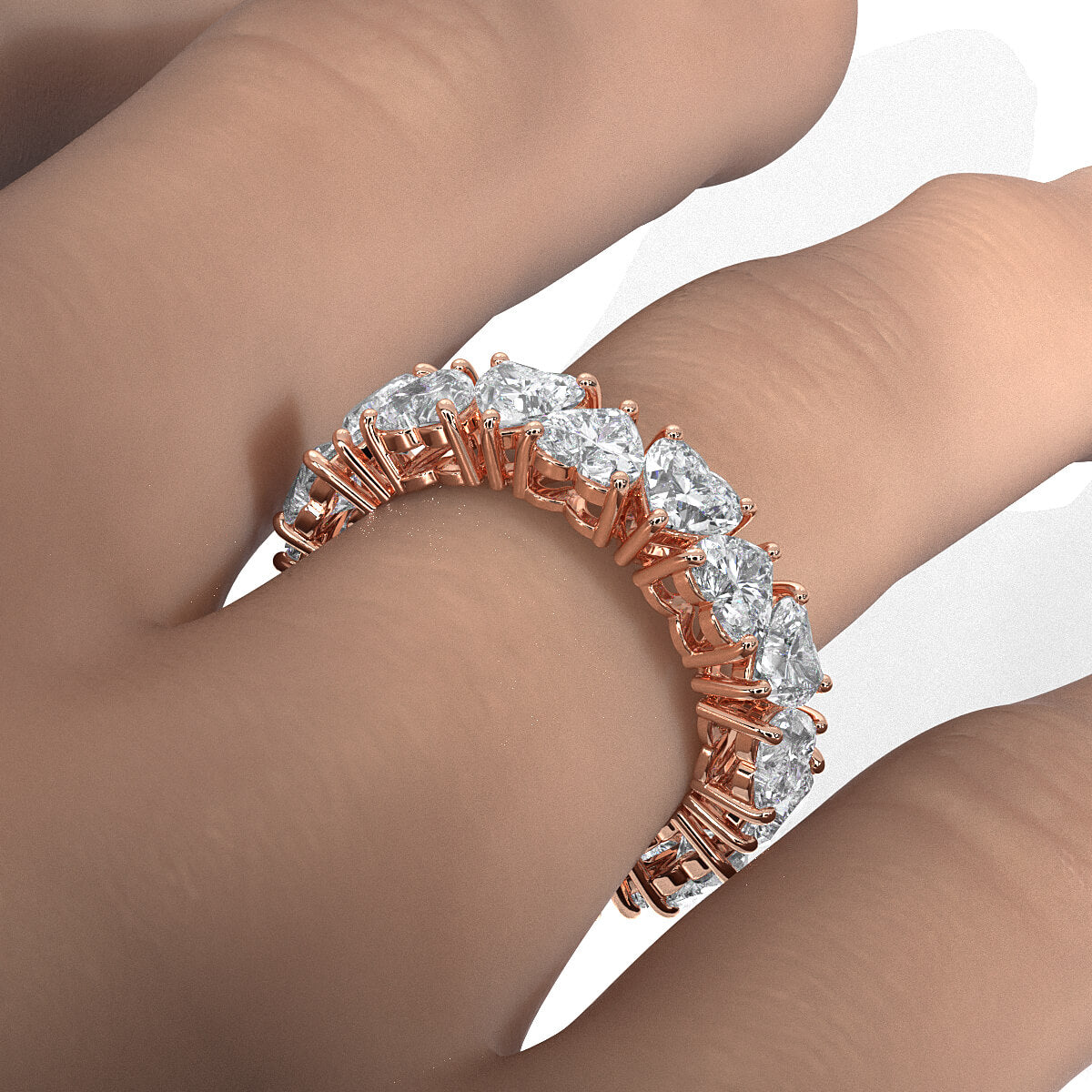 Women's Eternity Heart Prong Set Wedding Band Lab Diamond 4.25 mm 5.95ctw.