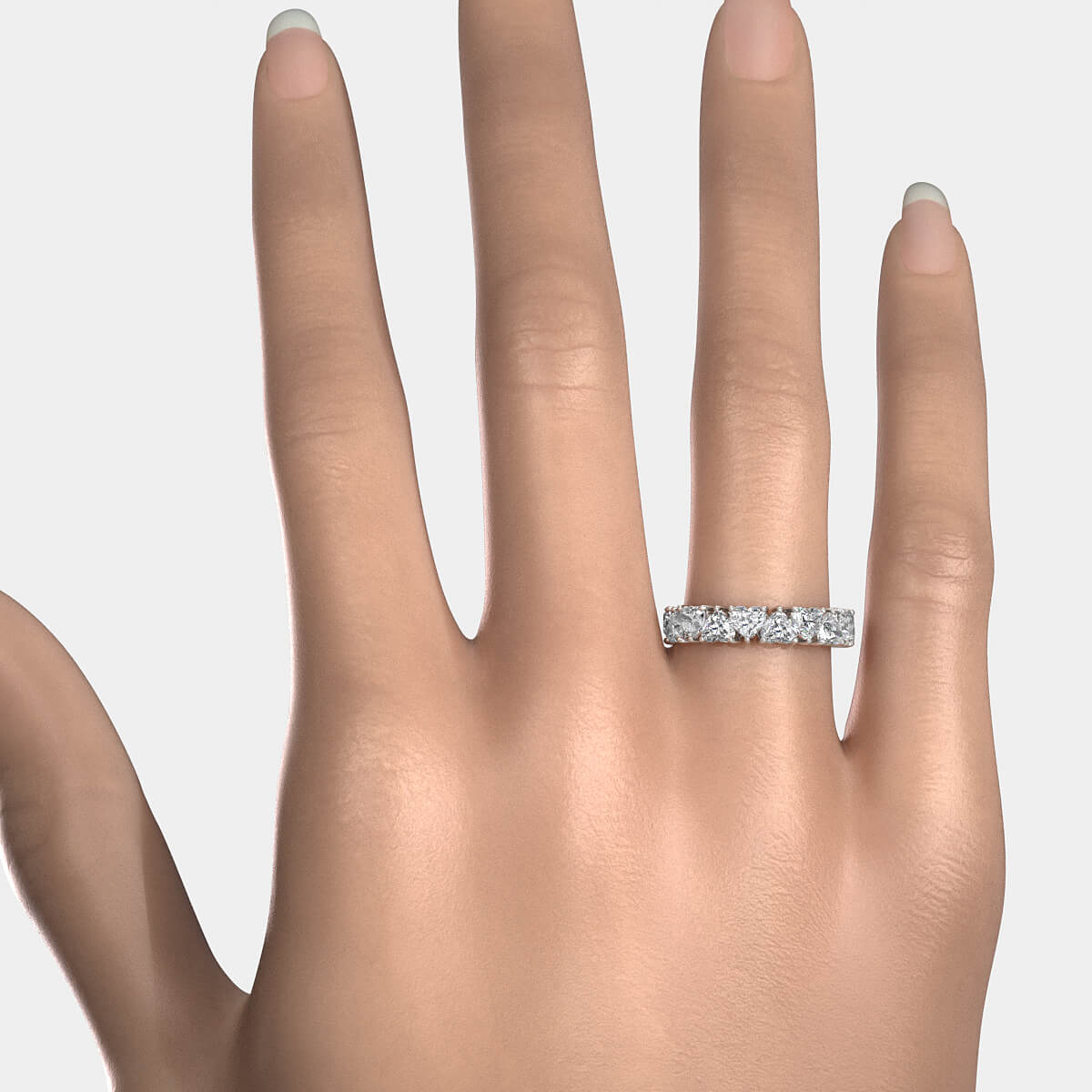 Women's Eternity Heart Prong Set Wedding Band Lab Diamond 4.25 mm 5.95ctw.