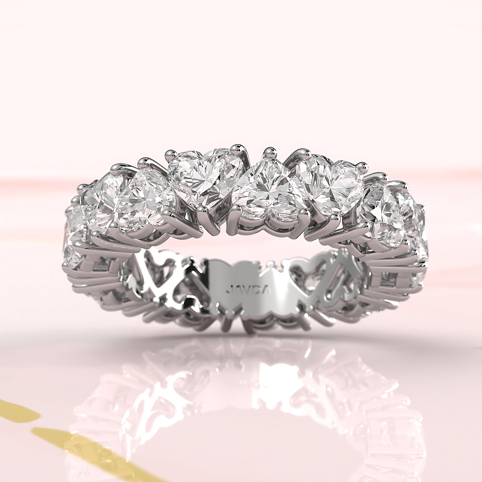 Women's Eternity Heart Prong Set Wedding Band Lab Diamond 4.25 mm 5.95ctw.