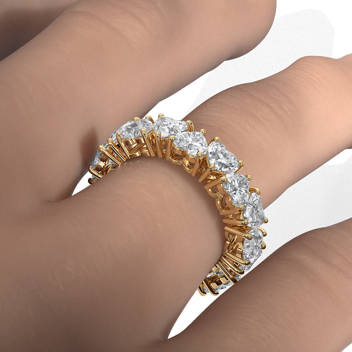 Women's Eternity Heart Prong Set Wedding Band Lab Diamond 4.25 mm 5.95ctw.