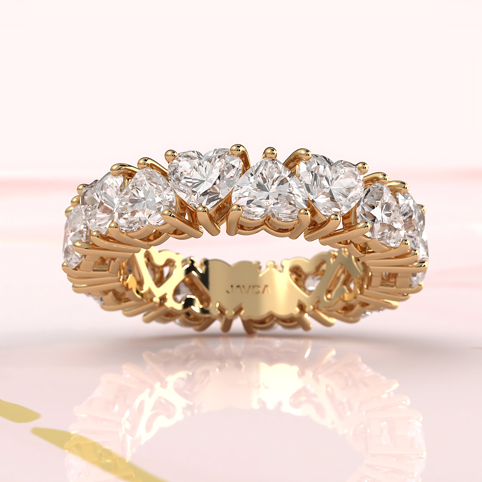 Women's Eternity Heart Prong Set Wedding Band Lab Diamond 4.25 mm 5.95ctw.