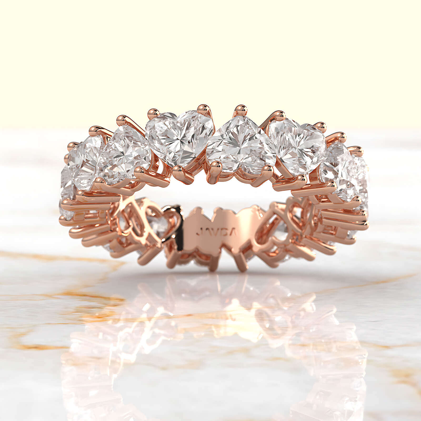 Prong Set Women's Eternity Heart Wedding Band Lab Diamond 4.5 mm 6.25ctw.