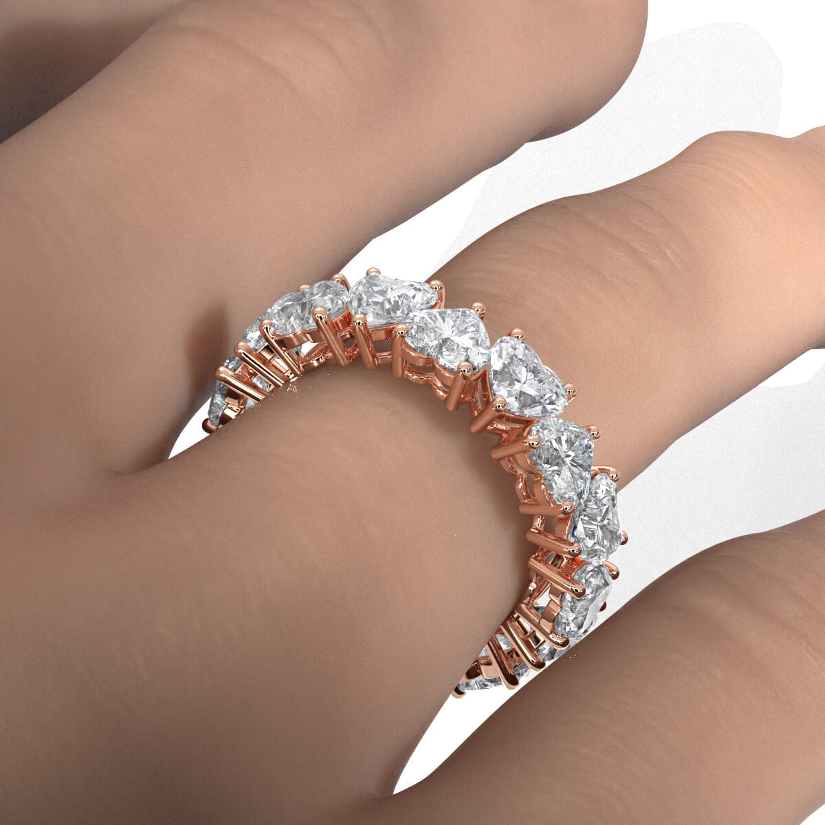 Heart Shared Prong Women's Eternity Wedding Band Lab Diamond 4.75 mm 7.2ctw.