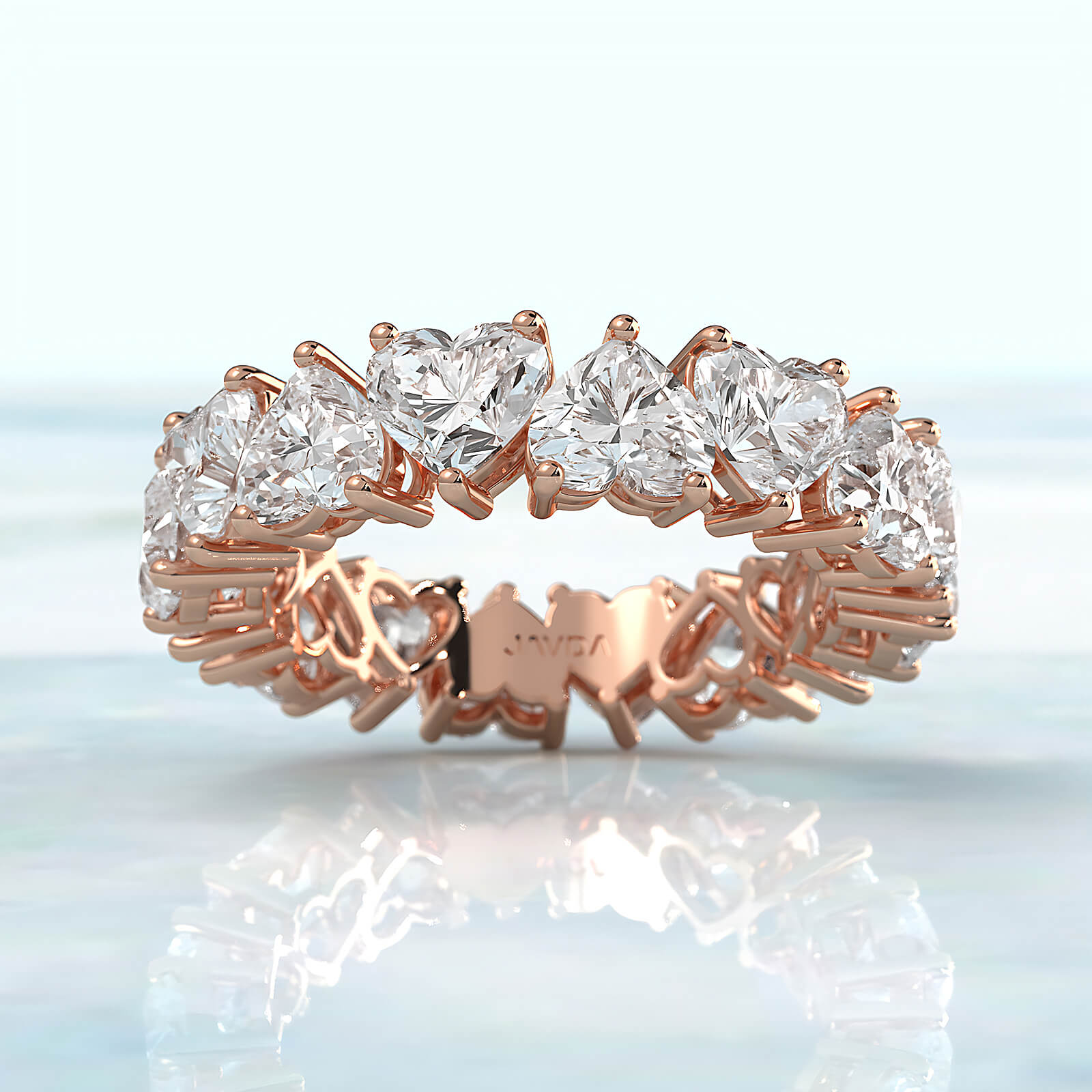 Heart Shared Prong Women's Eternity Wedding Band Lab Diamond 4.75 mm 7.2ctw.