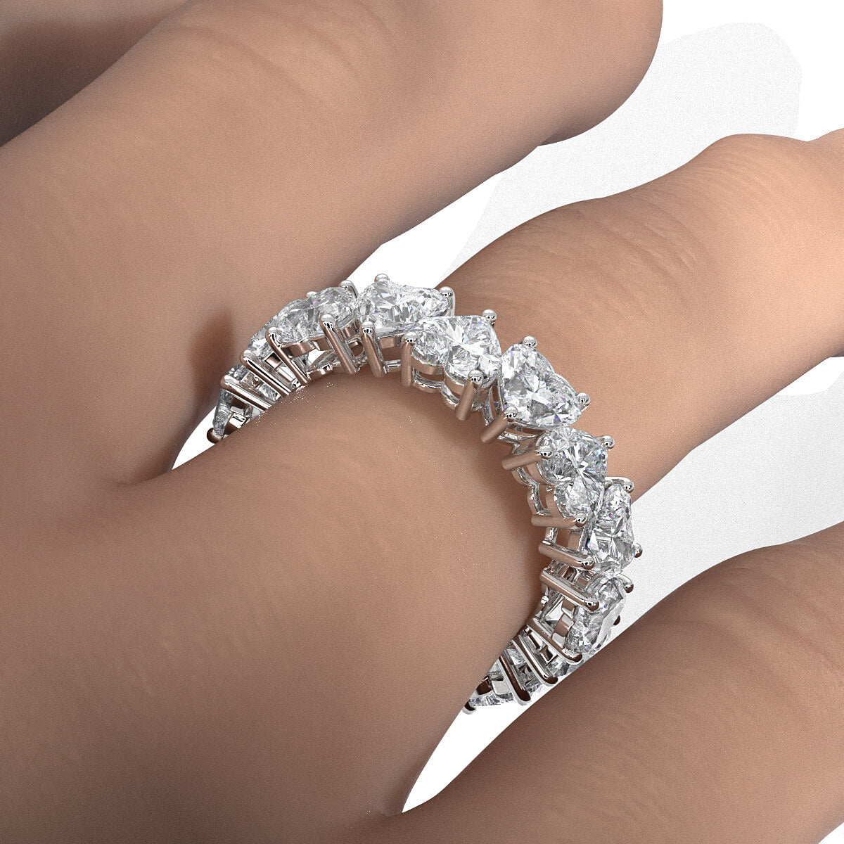 Heart Shared Prong Women's Eternity Wedding Band Lab Diamond 4.75 mm 7.2ctw.