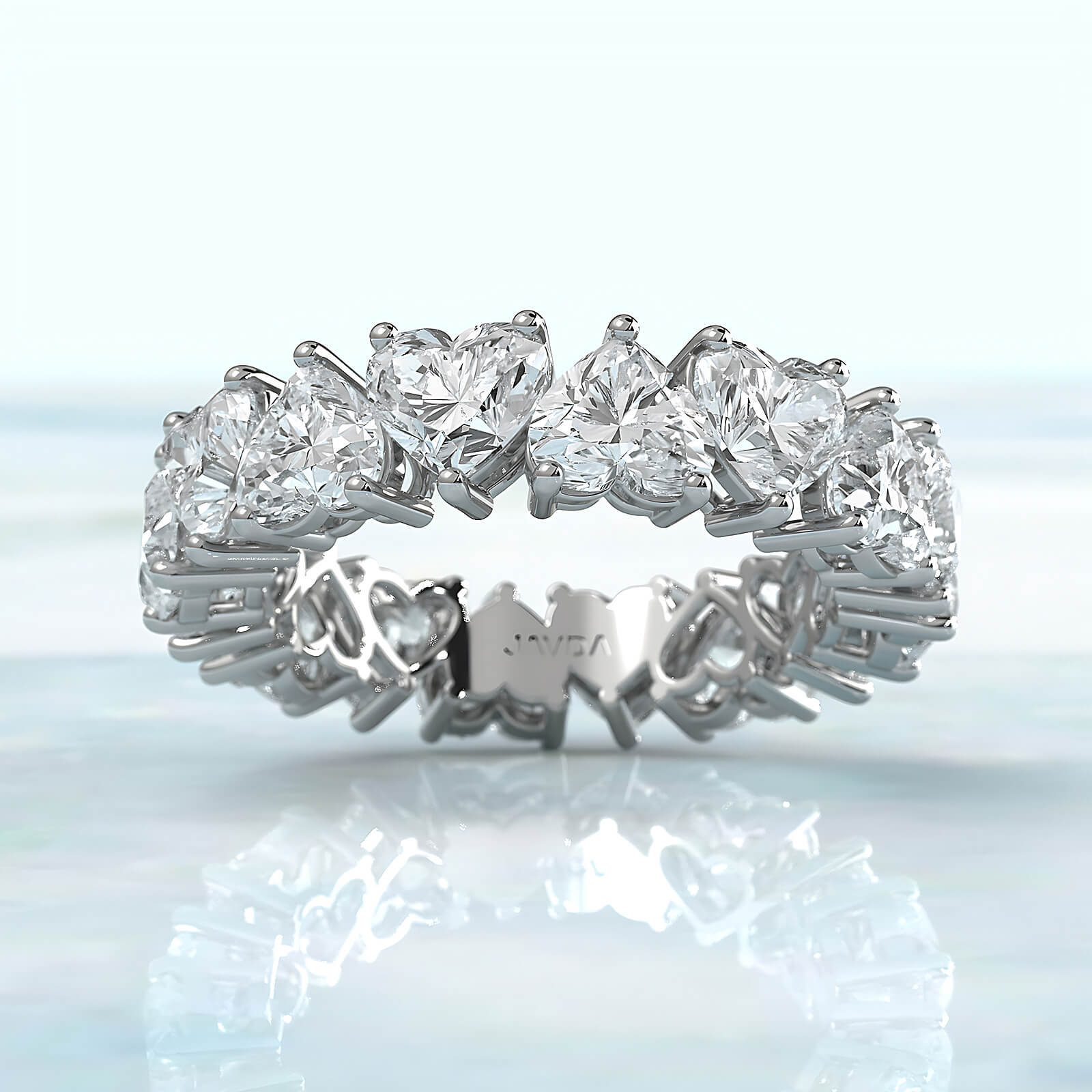 Heart Shared Prong Women's Eternity Wedding Band Lab Diamond 4.75 mm 7.2ctw.