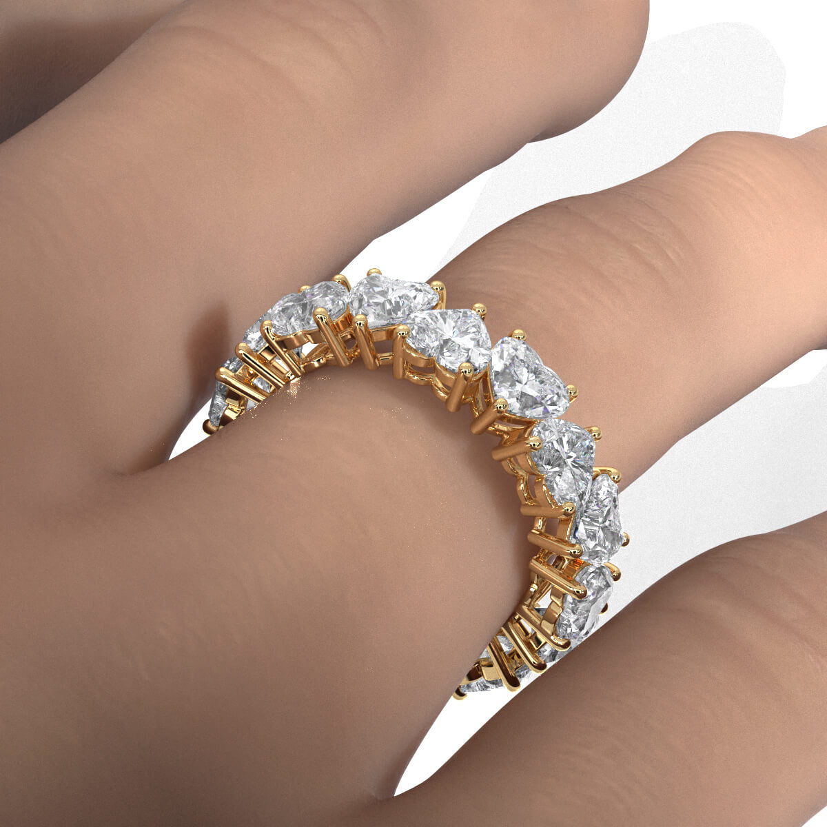 Heart Shared Prong Women's Eternity Wedding Band Lab Diamond 4.75 mm 7.2ctw.