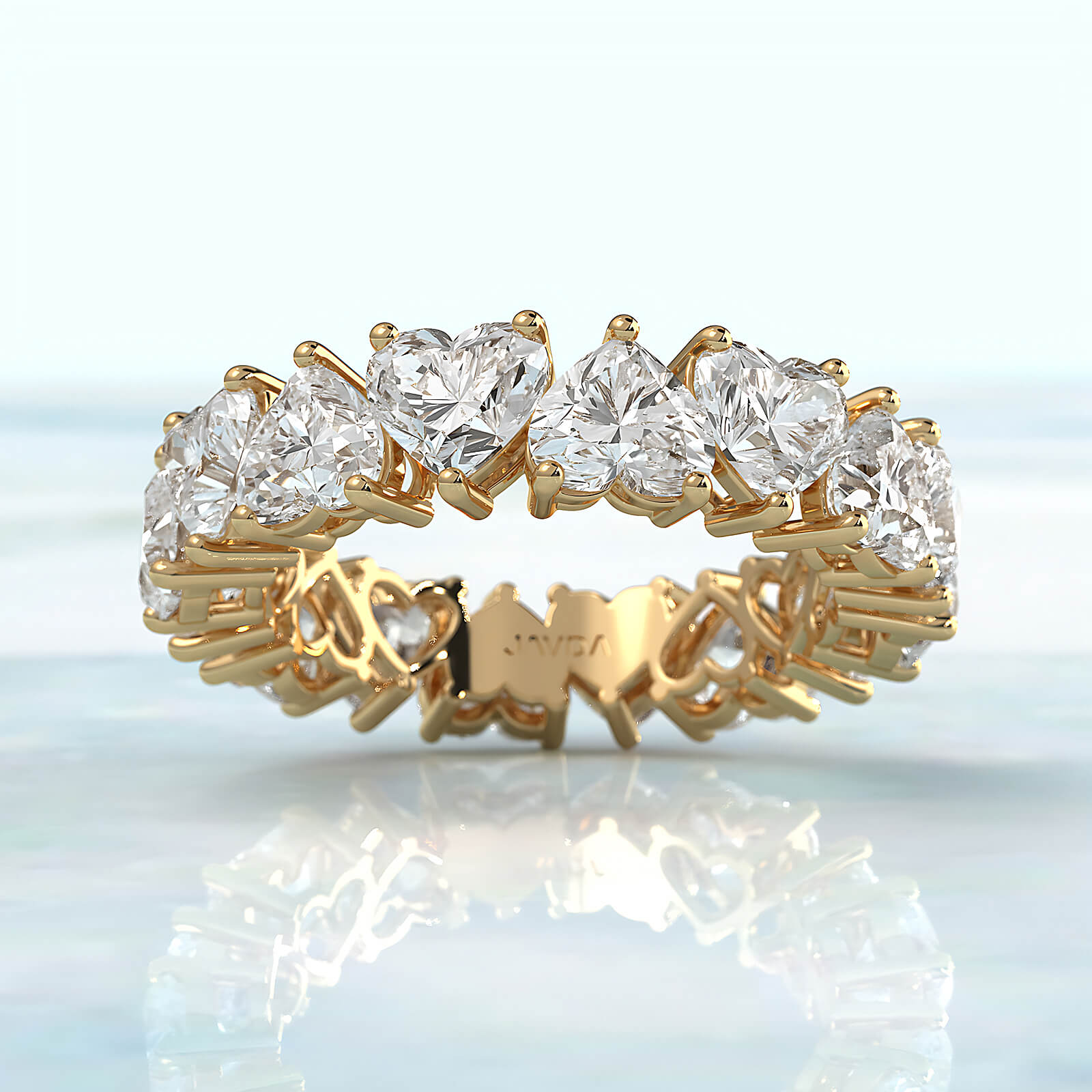 Heart Shared Prong Women's Eternity Wedding Band Lab Diamond 4.75 mm 7.2ctw.