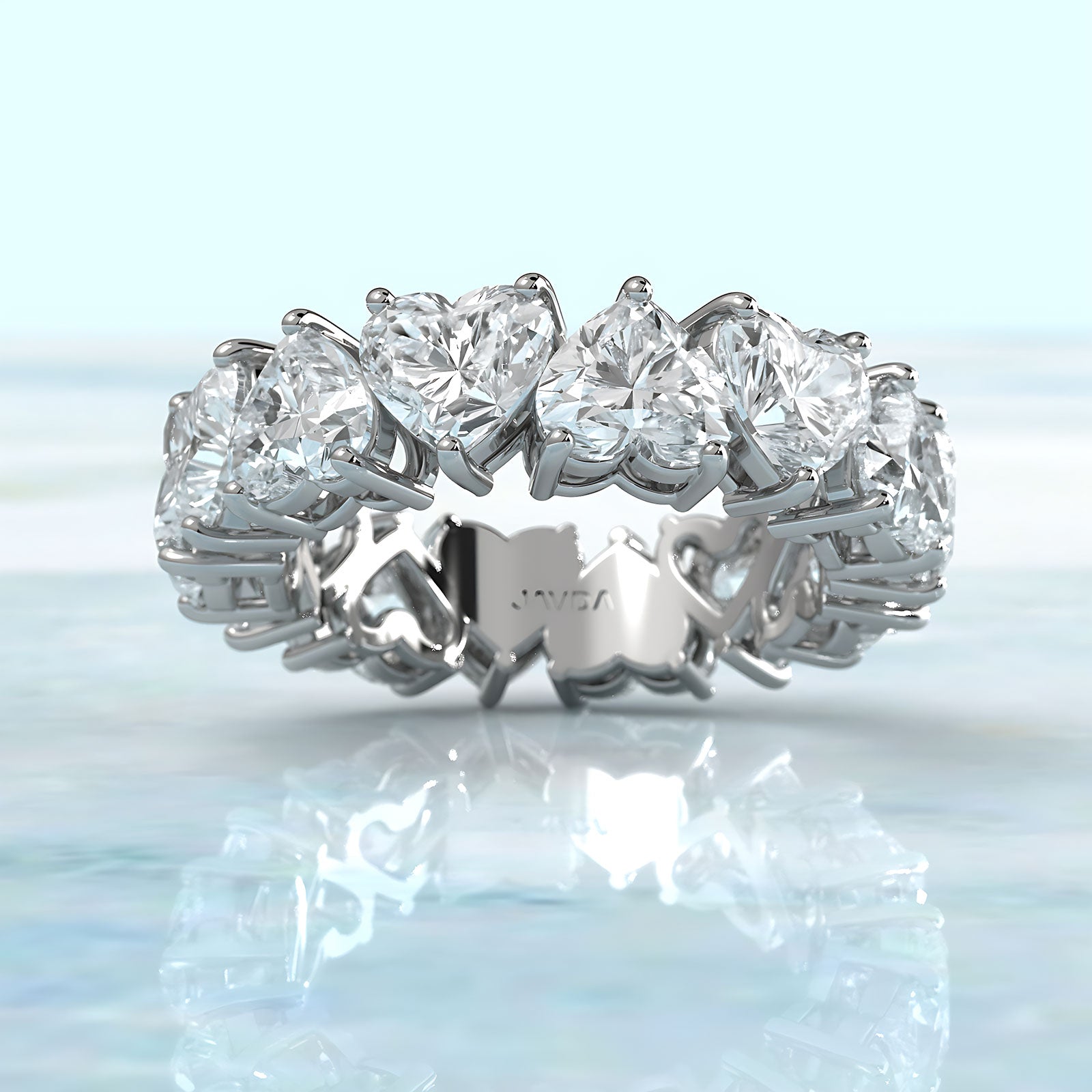 Heart Cut Prong Women's Eternity Wedding Band Lab Diamond 5 mm 7.3ctw.