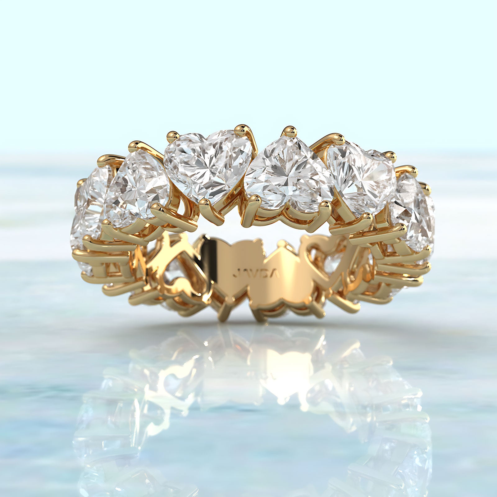 Heart Cut Prong Women's Eternity Wedding Band Lab Diamond 5 mm 7.3ctw.