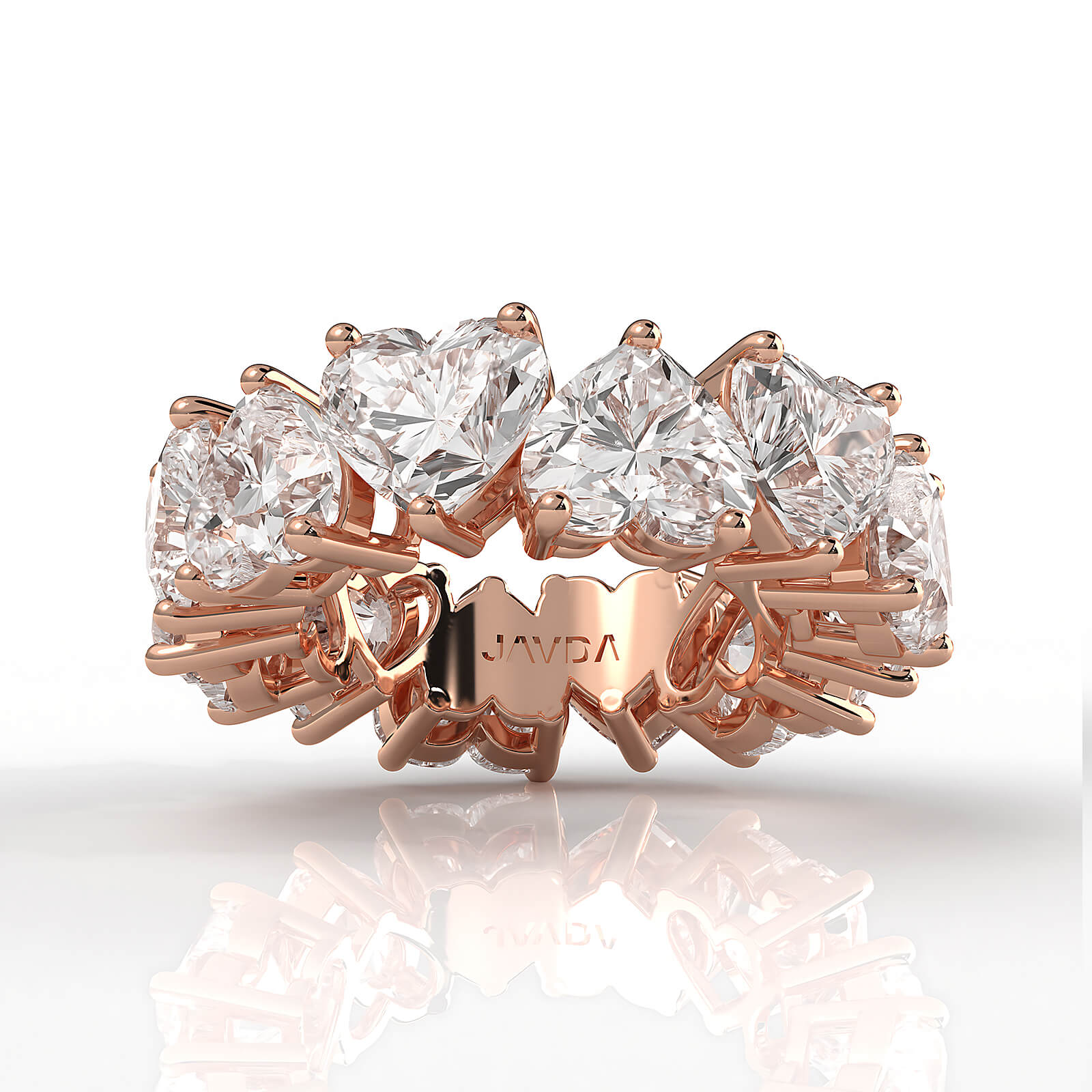 Women's Wedding Band Heart Lab Diamond Shared Prong 6 mm 10.7ctw.