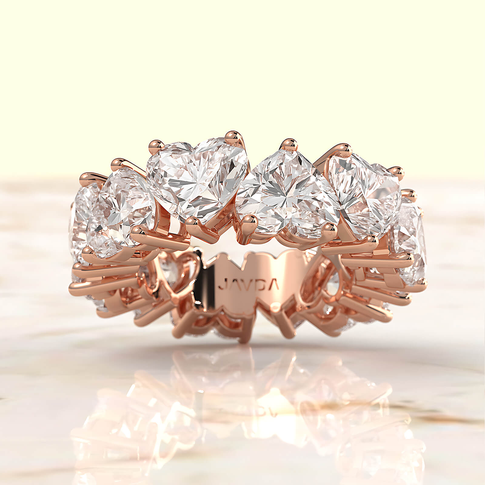 Women's Wedding Band Heart Lab Diamond Shared Prong 6 mm 10.7ctw.