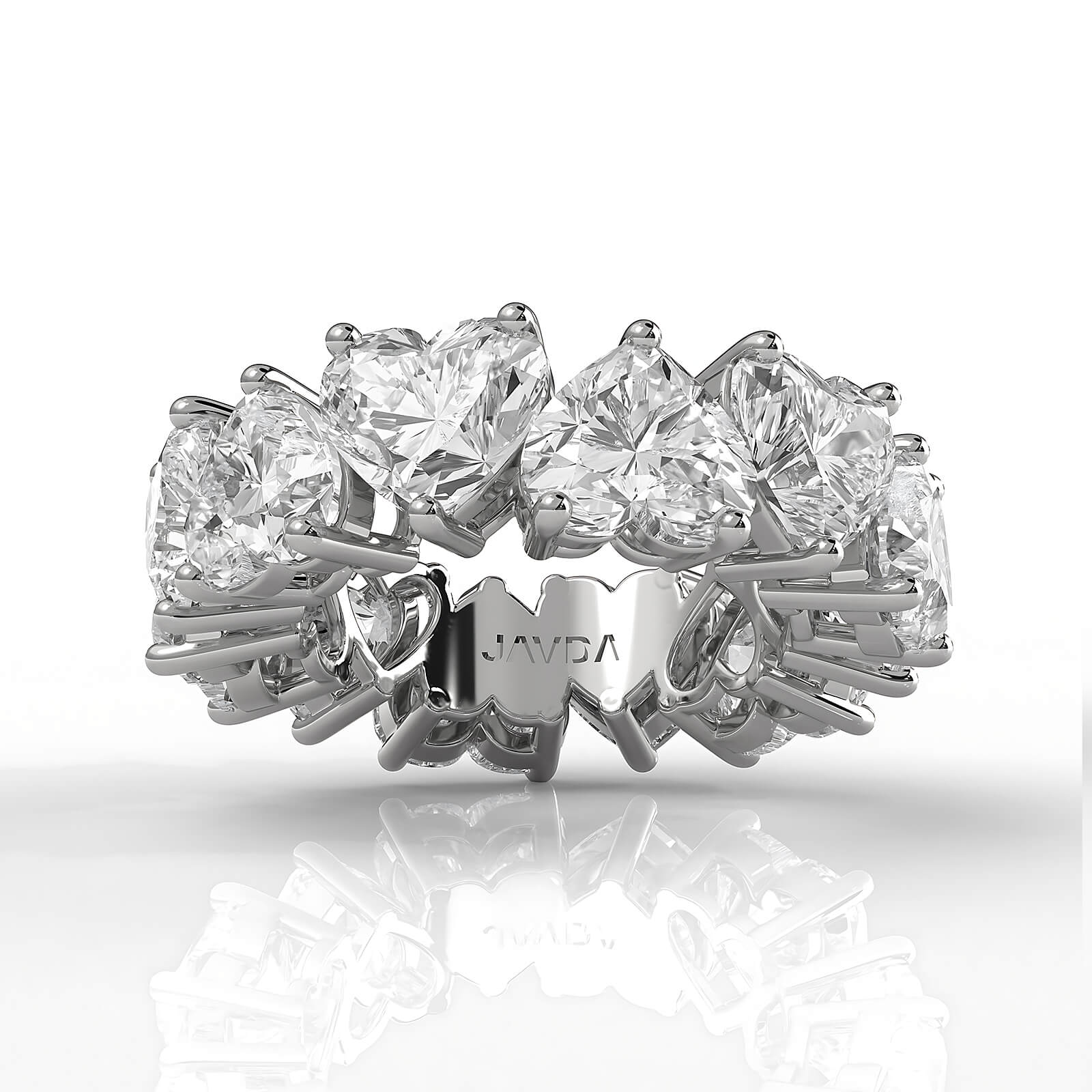 Women's Wedding Band Heart Lab Diamond Shared Prong 6 mm 10.7ctw.