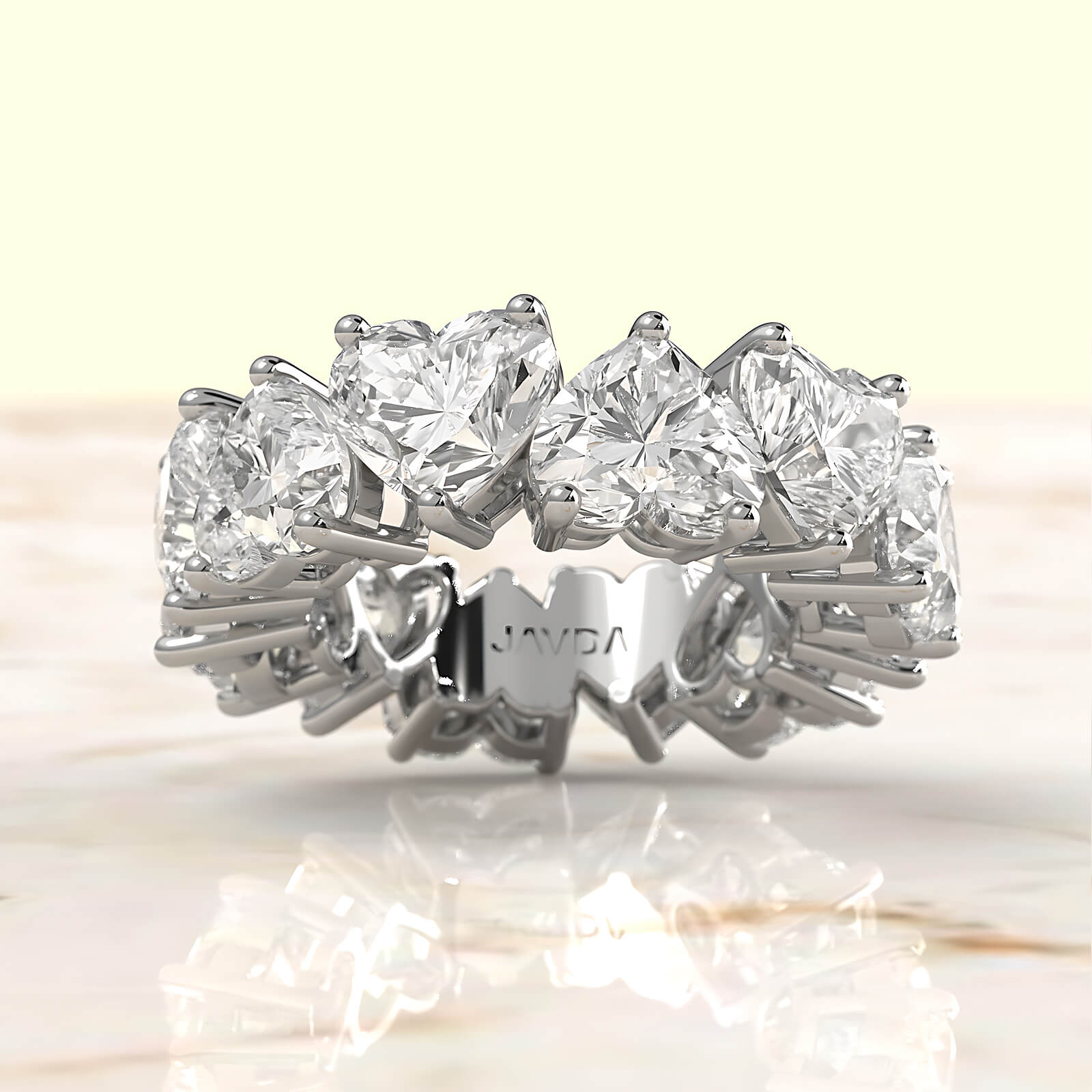 Women's Wedding Band Heart Lab Diamond Shared Prong 6 mm 10.7ctw.