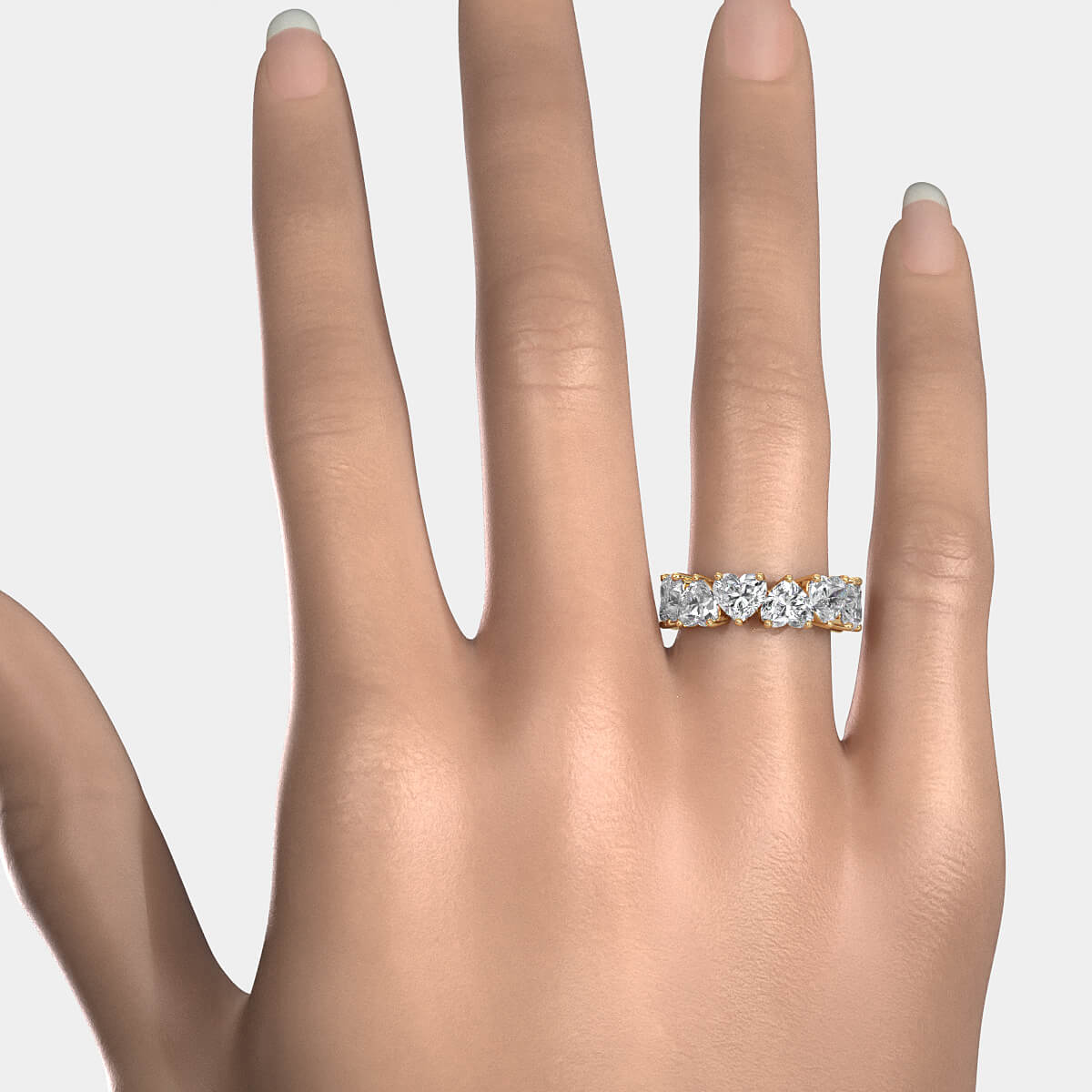 Women's Wedding Band Heart Lab Diamond Shared Prong 6 mm 10.7ctw.