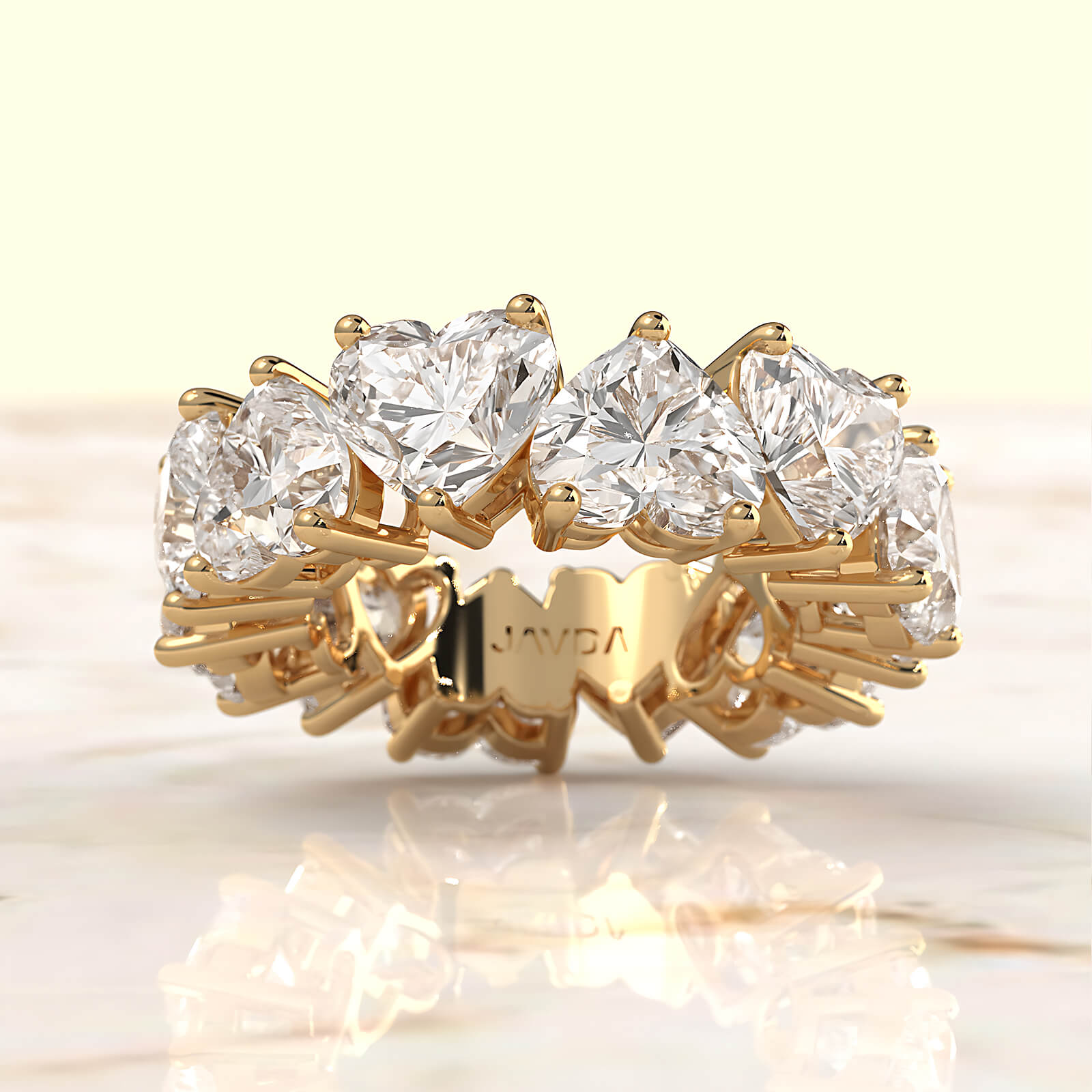 Women's Wedding Band Heart Lab Diamond Shared Prong 6 mm 10.7ctw.