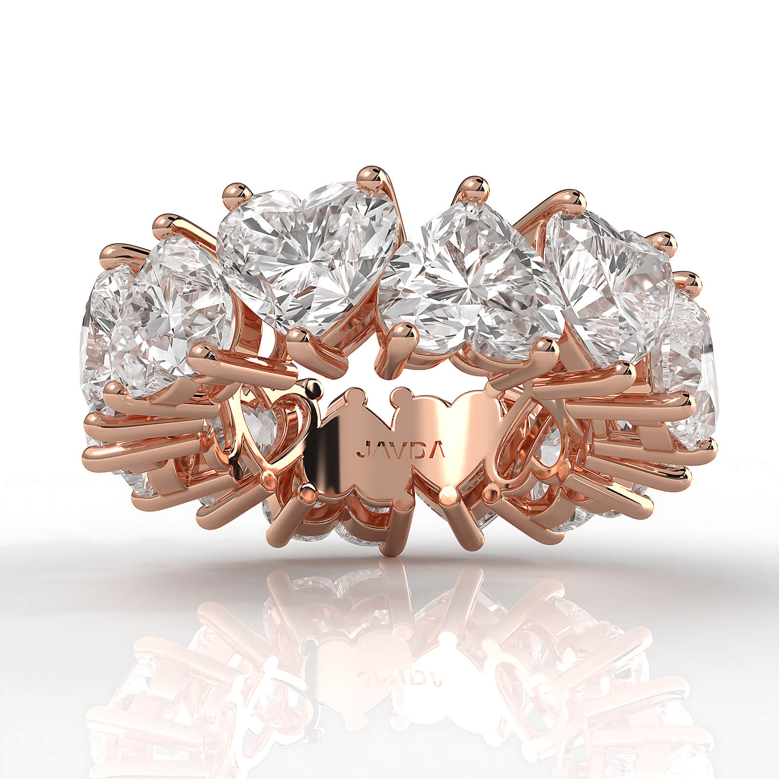 Women's Eternity Wedding Band Heart Shared Prong Lab Diamond 6.6 mm 12ctw.