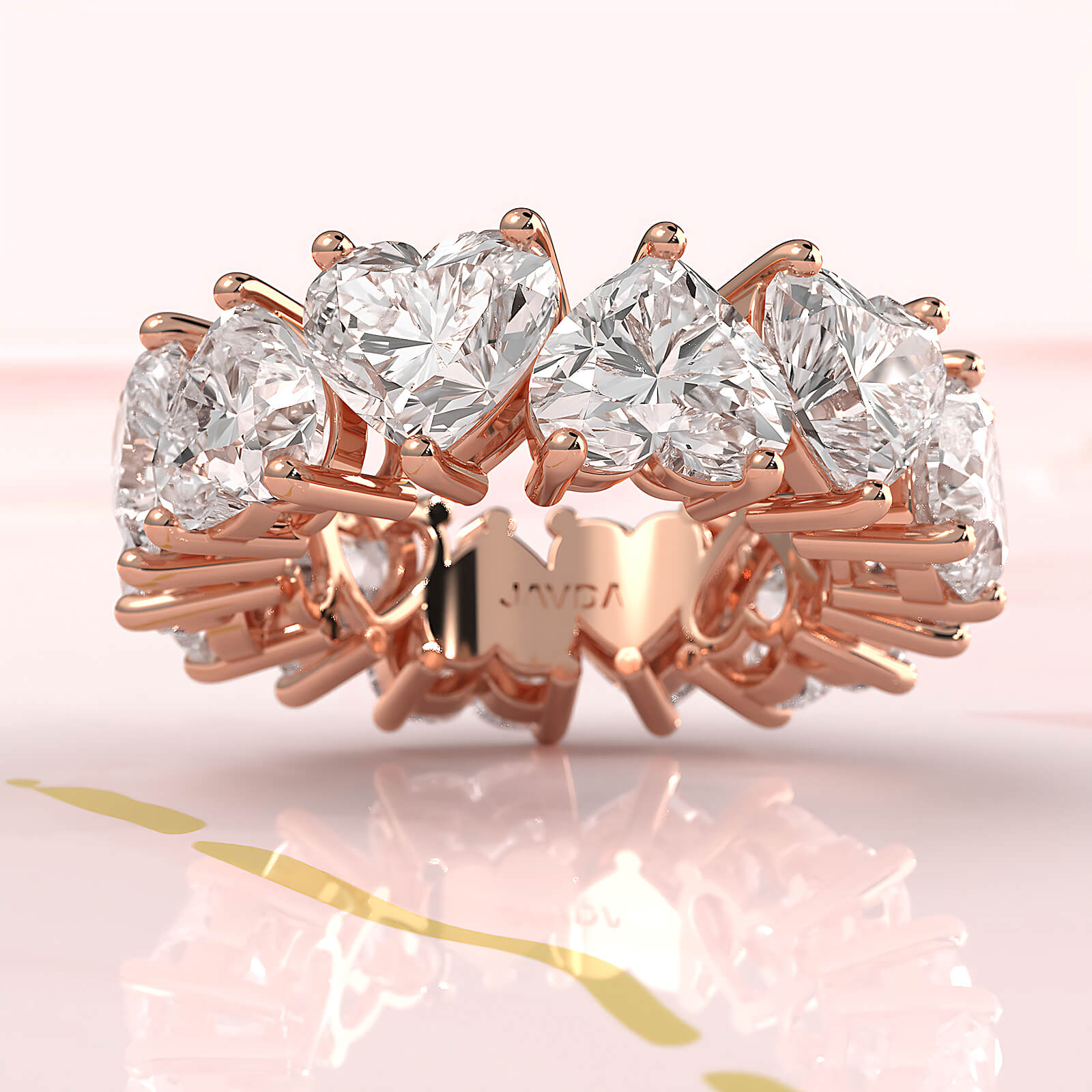 Women's Eternity Wedding Band Heart Shared Prong Lab Diamond 6.6 mm 12ctw.