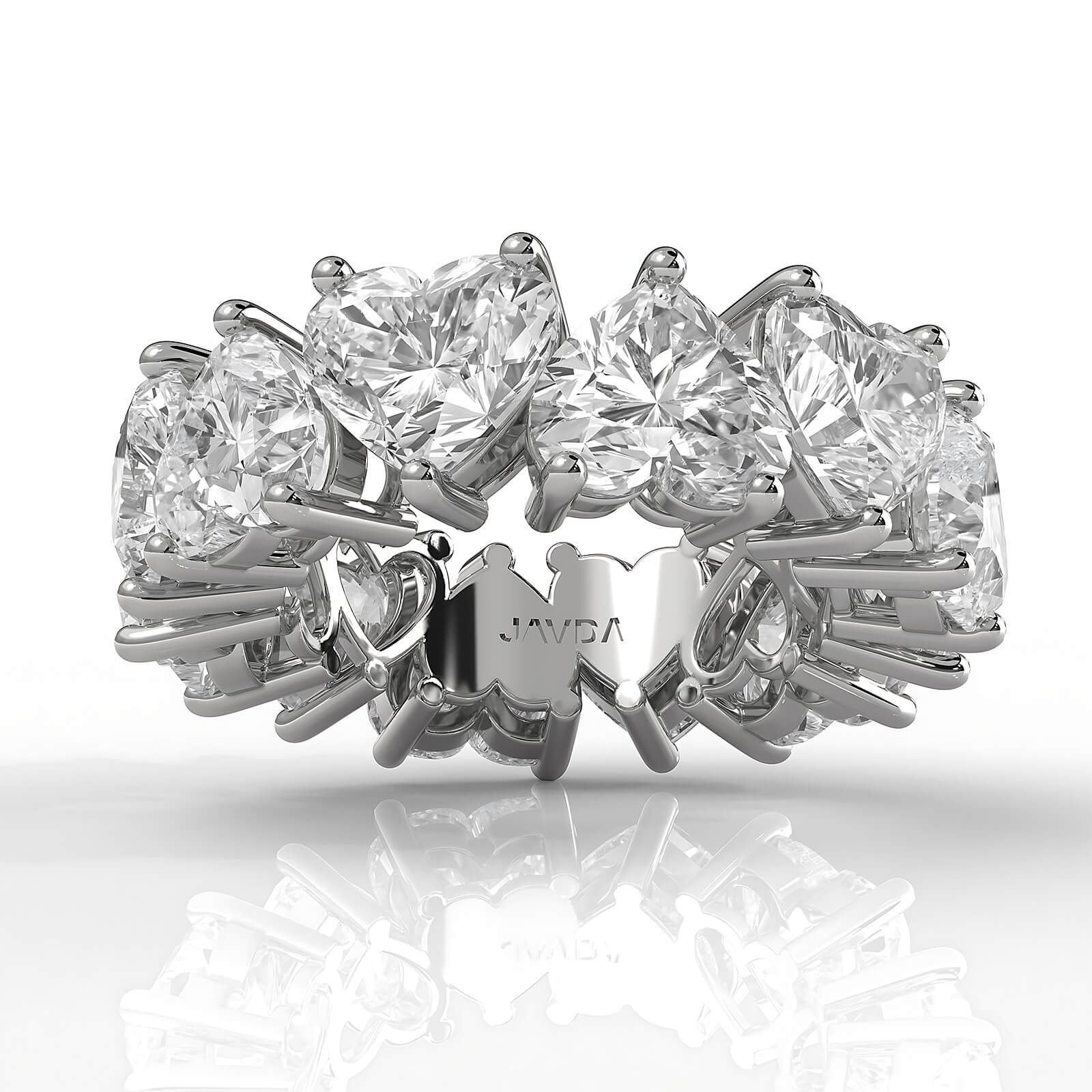 Women's Eternity Wedding Band Heart Shared Prong Lab Diamond 6.6 mm 12ctw.
