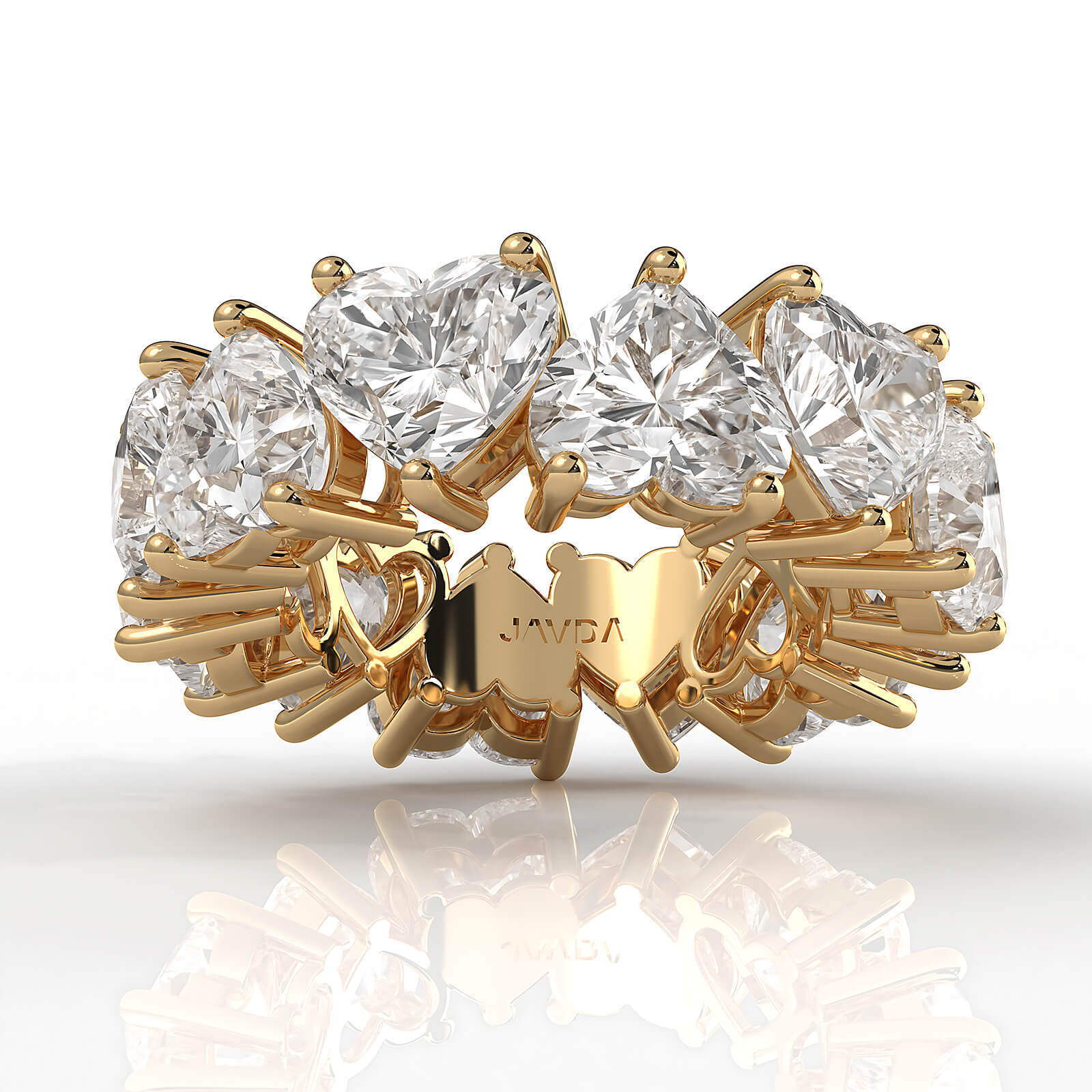 Women's Eternity Wedding Band Heart Shared Prong Lab Diamond 6.6 mm 12ctw.