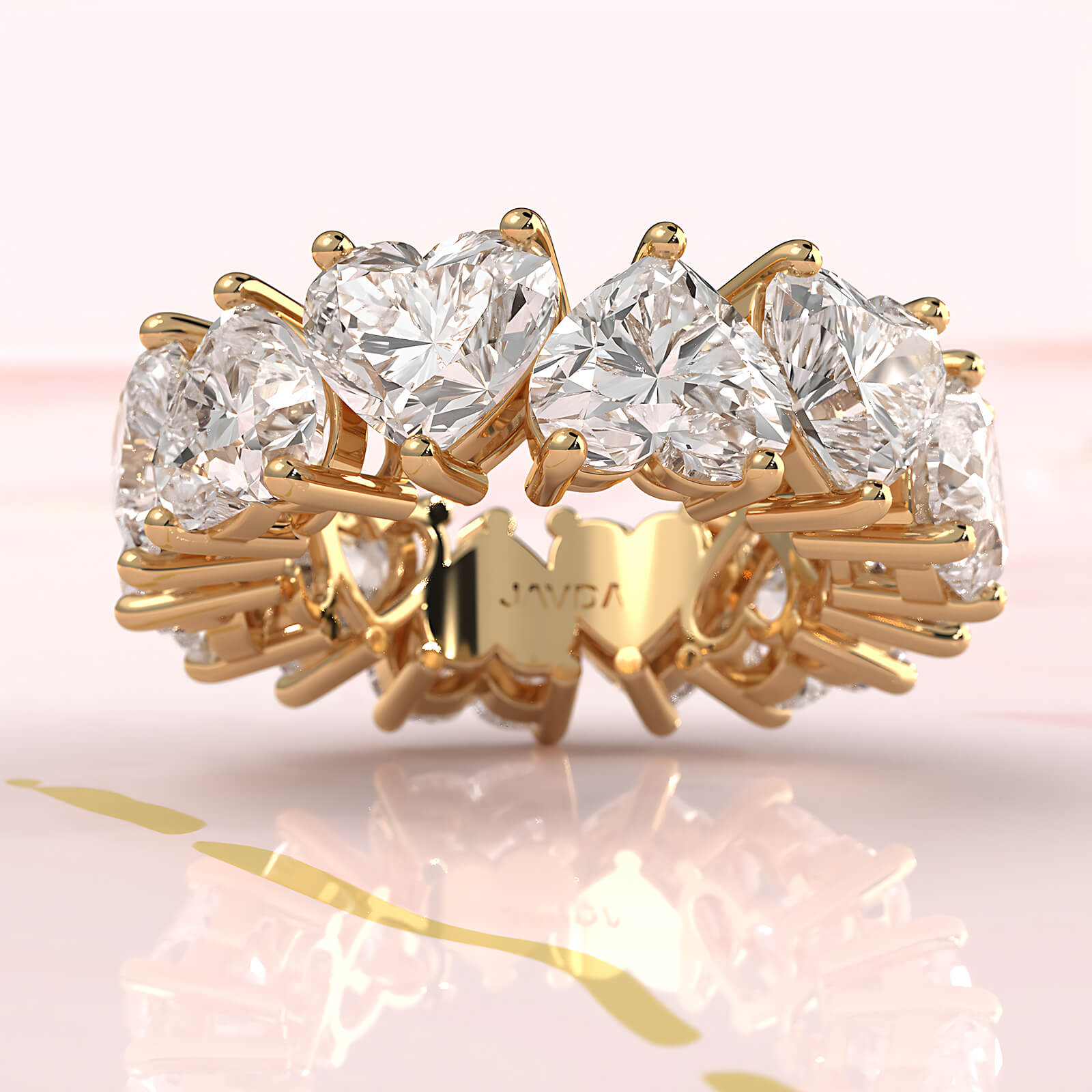 Women's Eternity Wedding Band Heart Shared Prong Lab Diamond 6.6 mm 12ctw.