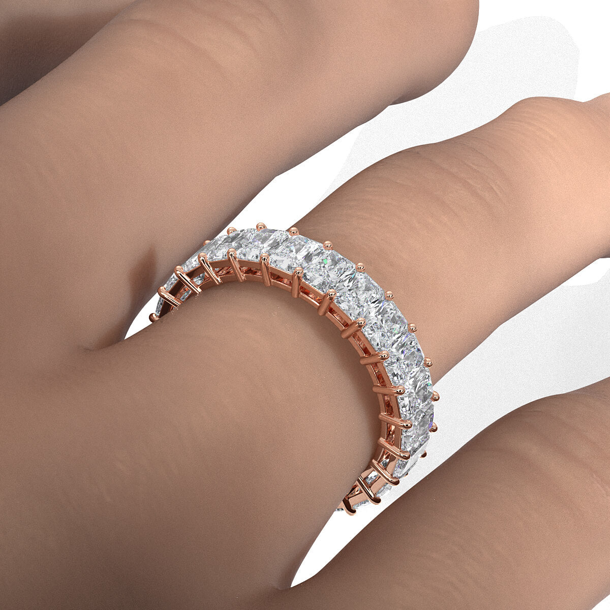 Radiant Lab Diamond Shared Prong Women's Eternity Wedding Band 4 mm 4.40ctw.