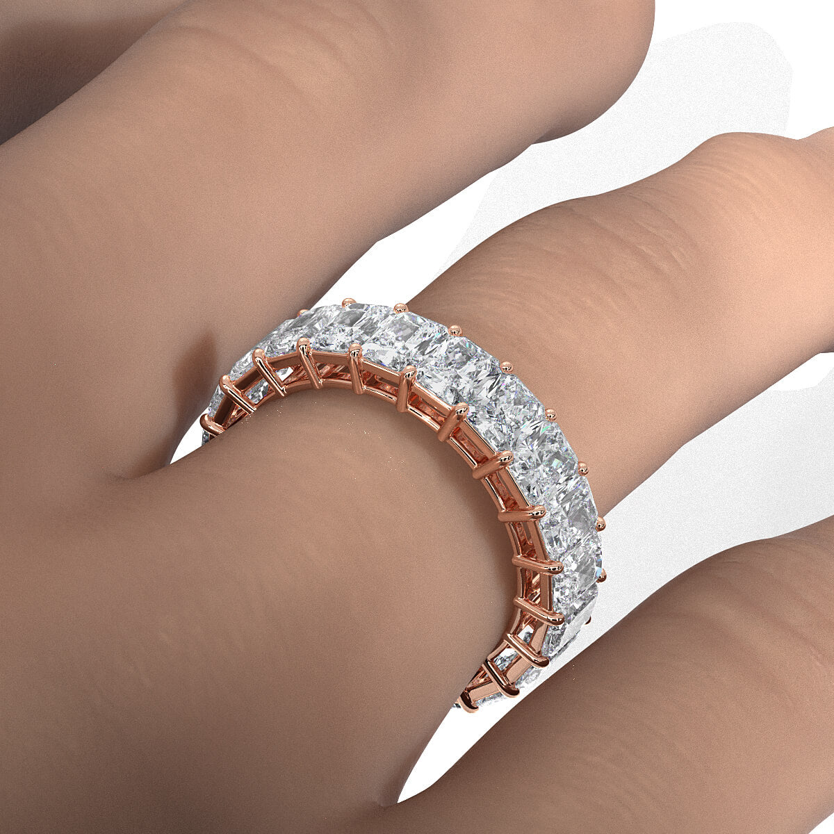 Shared Prong Women's Eternity Radiant Lab Diamond Wedding Band 4.5 mm 5.70ctw.