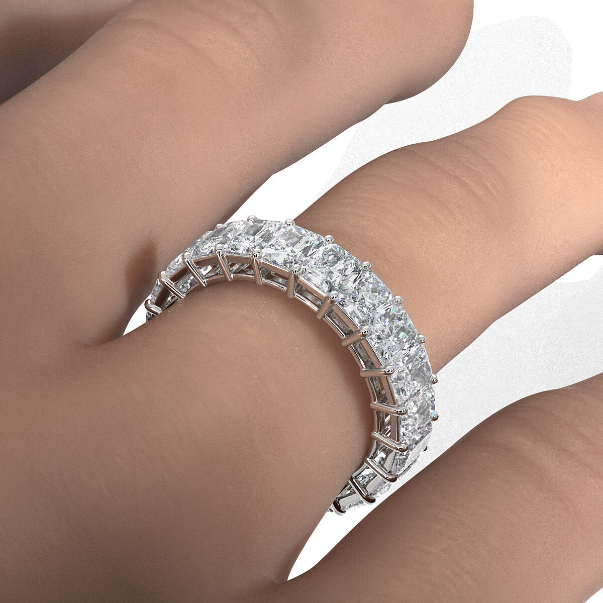 Shared Prong Women's Eternity Radiant Lab Diamond Wedding Band 4.5 mm 5.70ctw.