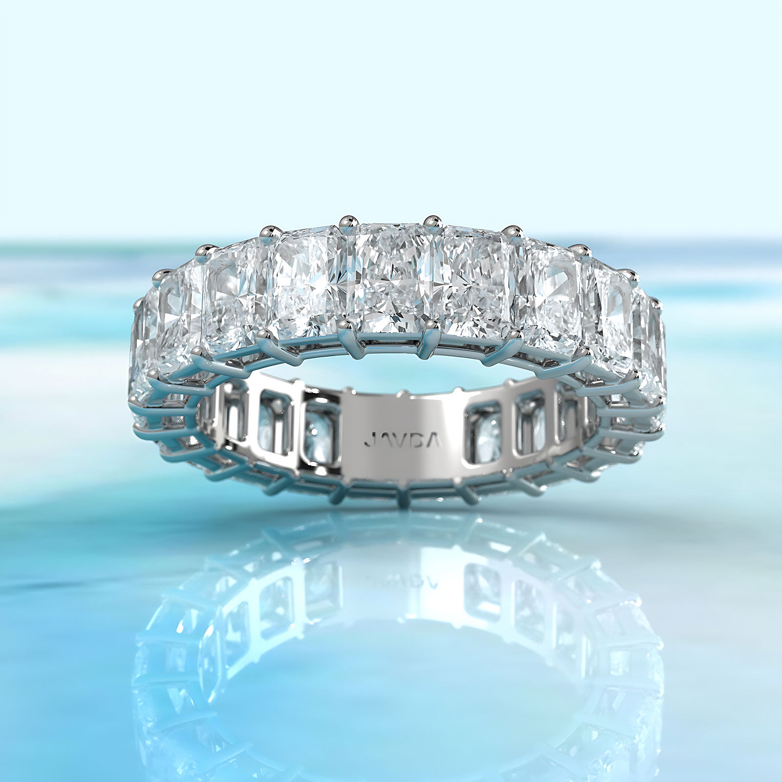 Shared Prong Women's Eternity Radiant Lab Diamond Wedding Band 4.5 mm 5.70ctw.