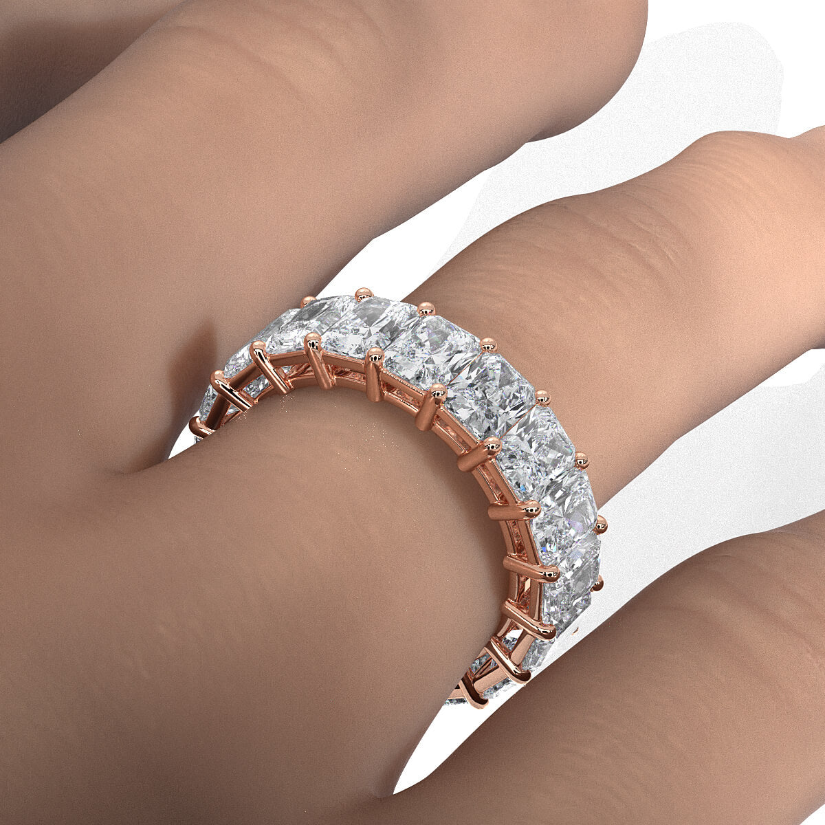 Radiant Lab Diamond Women Eternity Wedding Band Shared Prong 5.25 mm 8.35ctw.