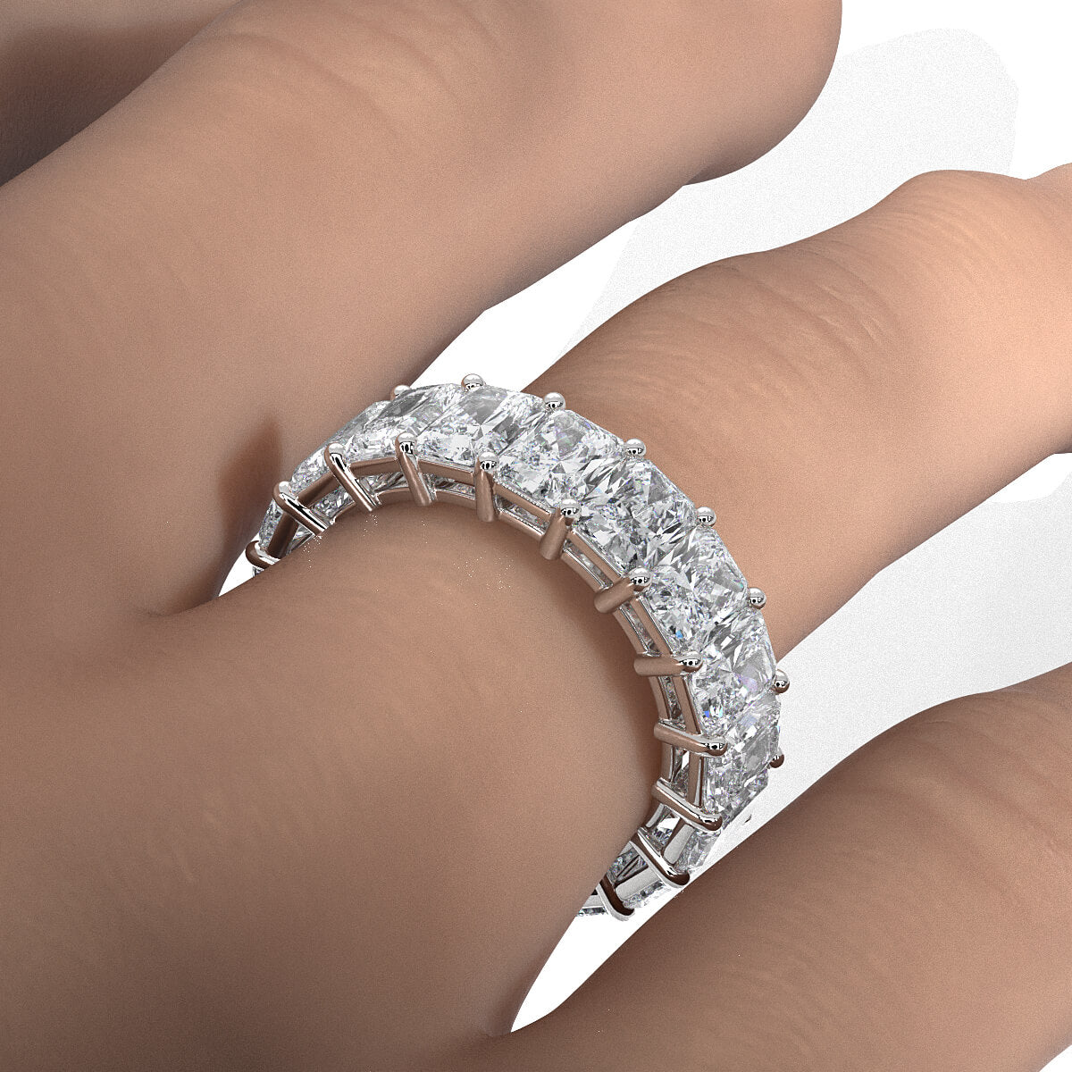 Radiant Lab Diamond Women Eternity Wedding Band Shared Prong 5.25 mm 8.35ctw.