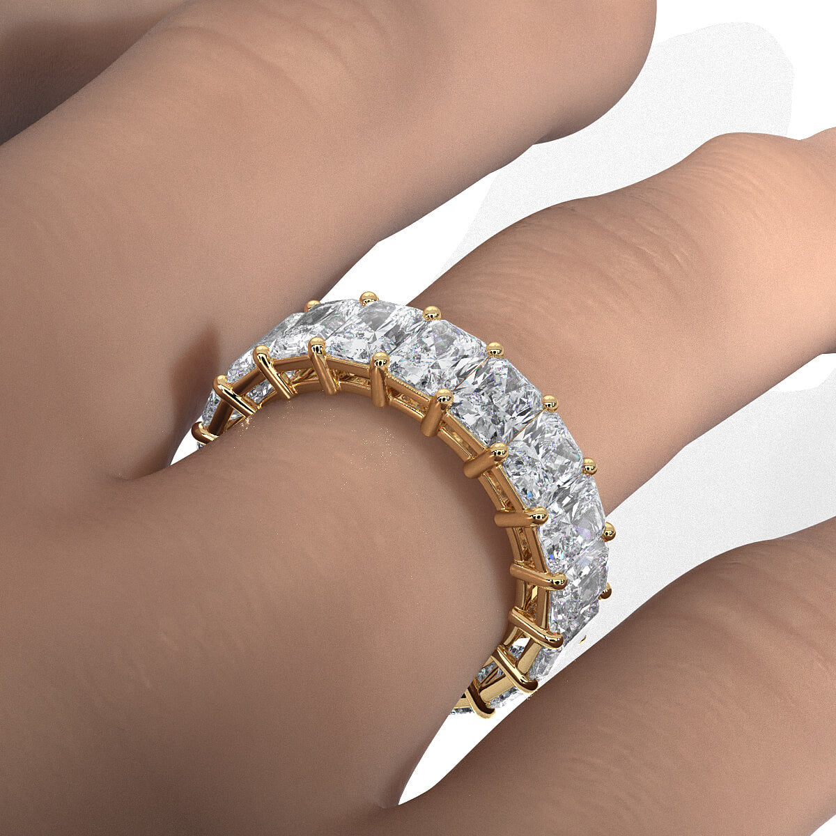 Radiant Lab Diamond Women Eternity Wedding Band Shared Prong 5.25 mm 8.35ctw.