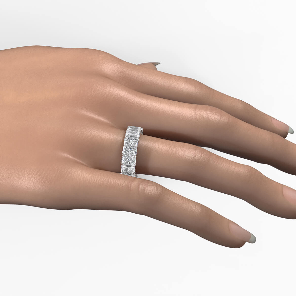 Women's Wedding Band Radiant Shared Prong Lab Diamond 6 mm 11.05ctw.