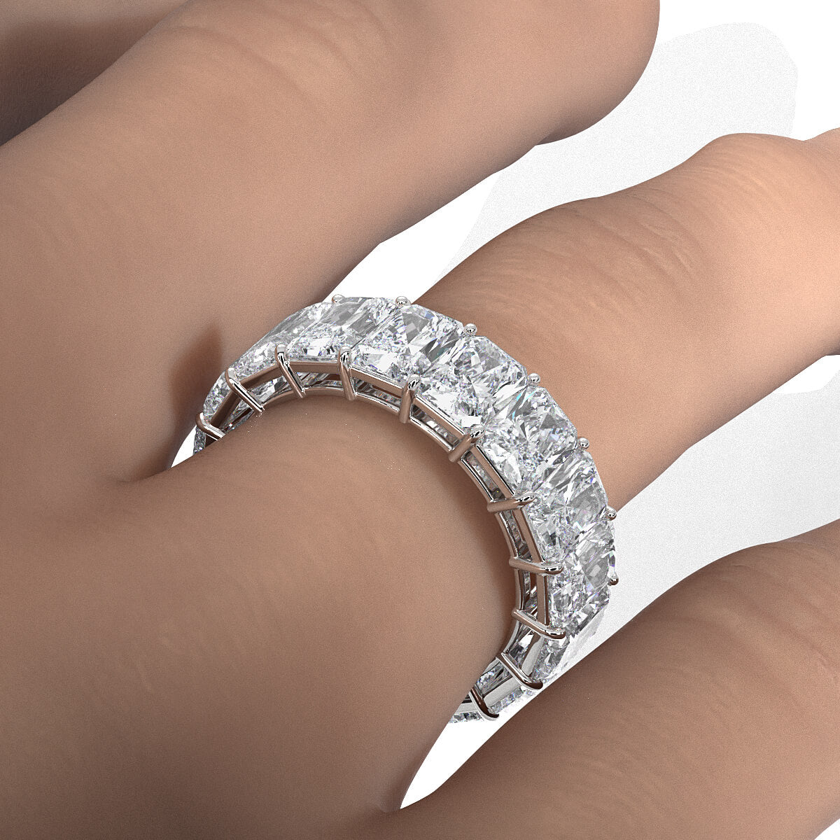 Women's Wedding Band Radiant Shared Prong Lab Diamond 6 mm 11.05ctw.