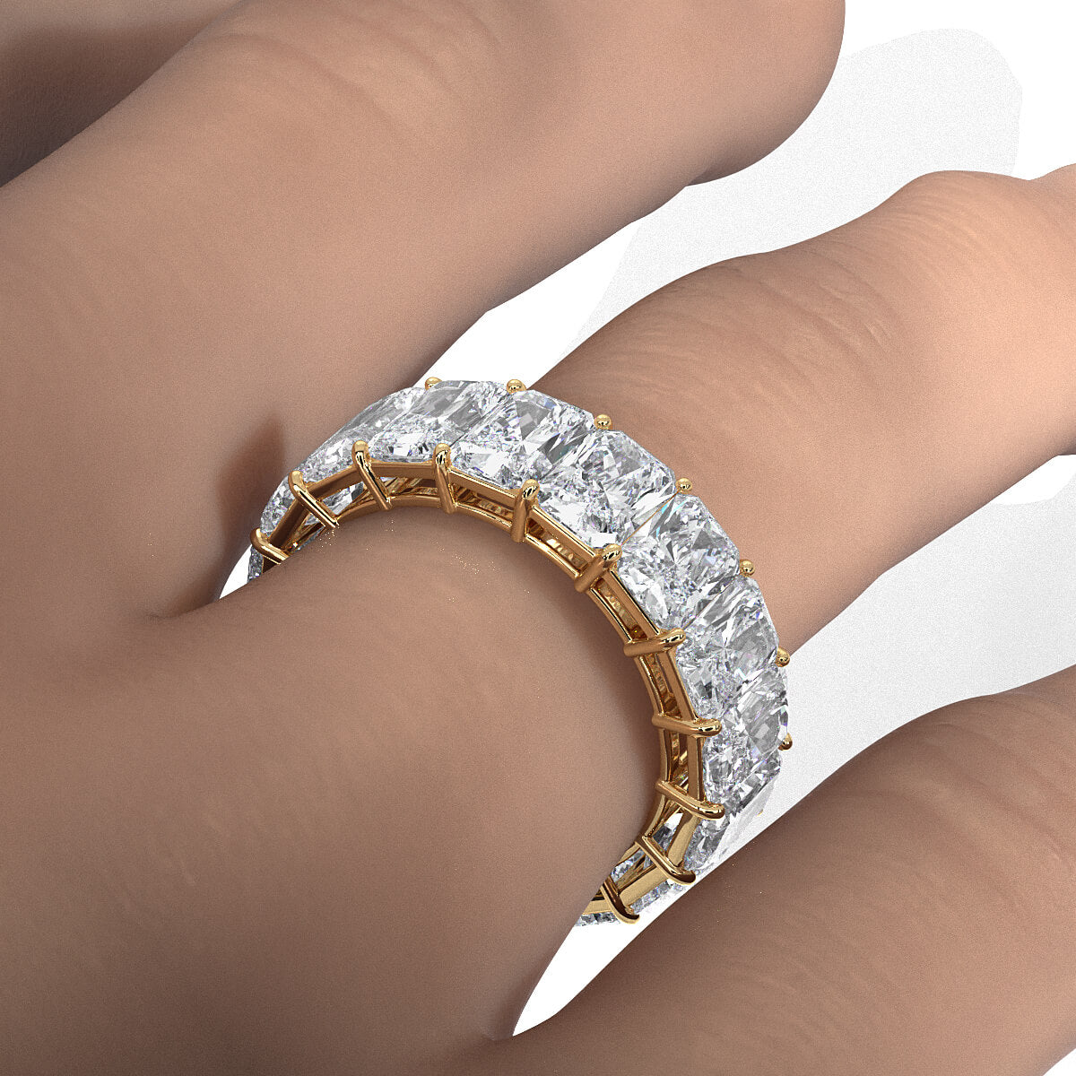 Women's Wedding Band Radiant Shared Prong Lab Diamond 6 mm 11.05ctw.