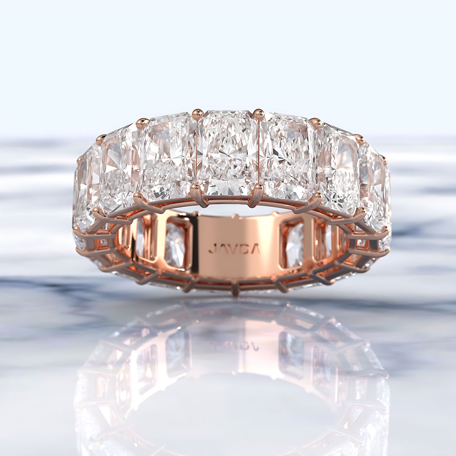 Women's Wedding Band Radiant Shared Prong Lab Diamond 6 mm 11.05ctw.