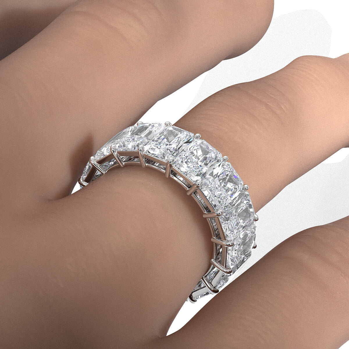 Radiant Lab Diamond Shared Prong Women's Wedding Band 6.5 mm 12.75ctw.