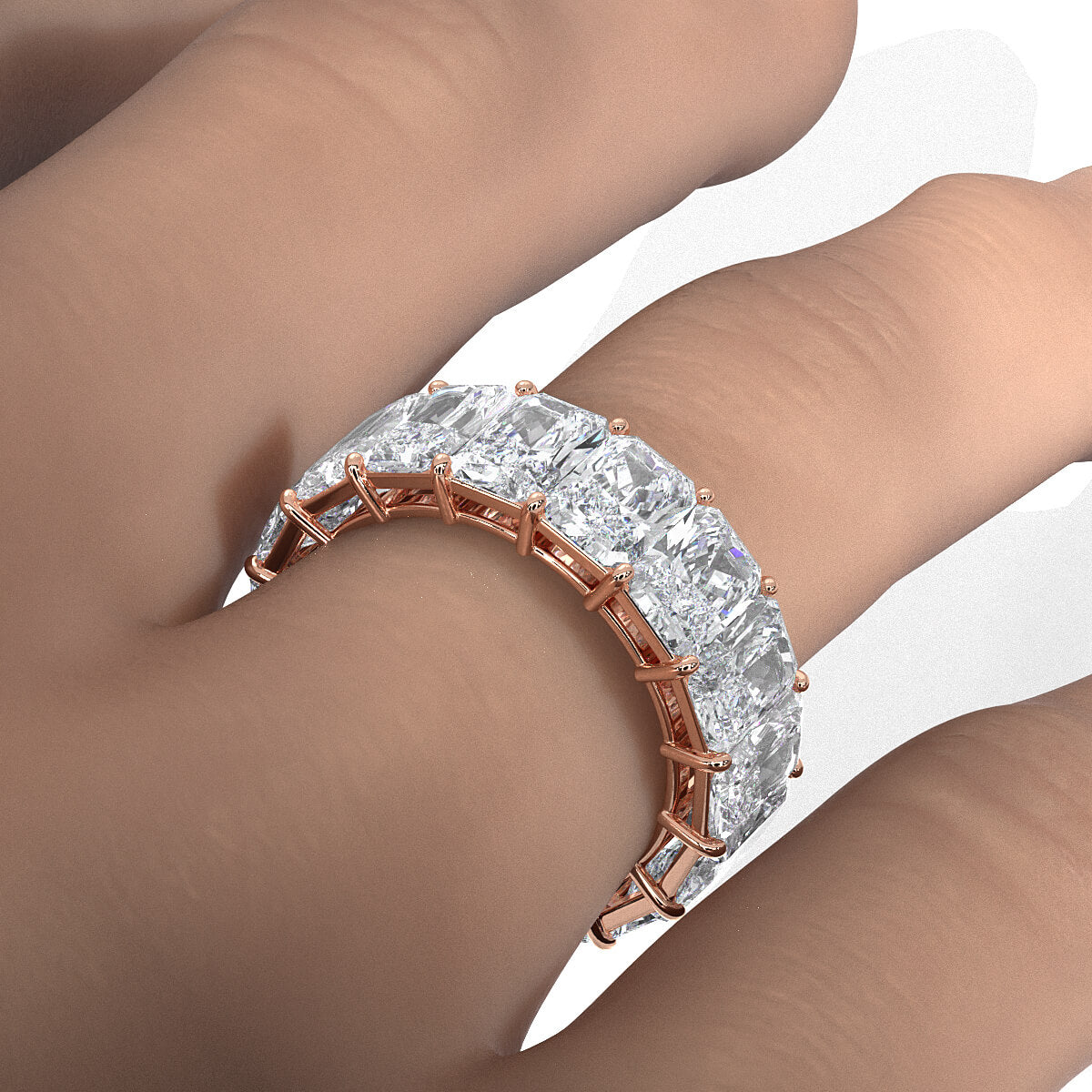 Radiant Lab Diamond Shared Prong Women's Wedding Band 6.5 mm 12.75ctw.