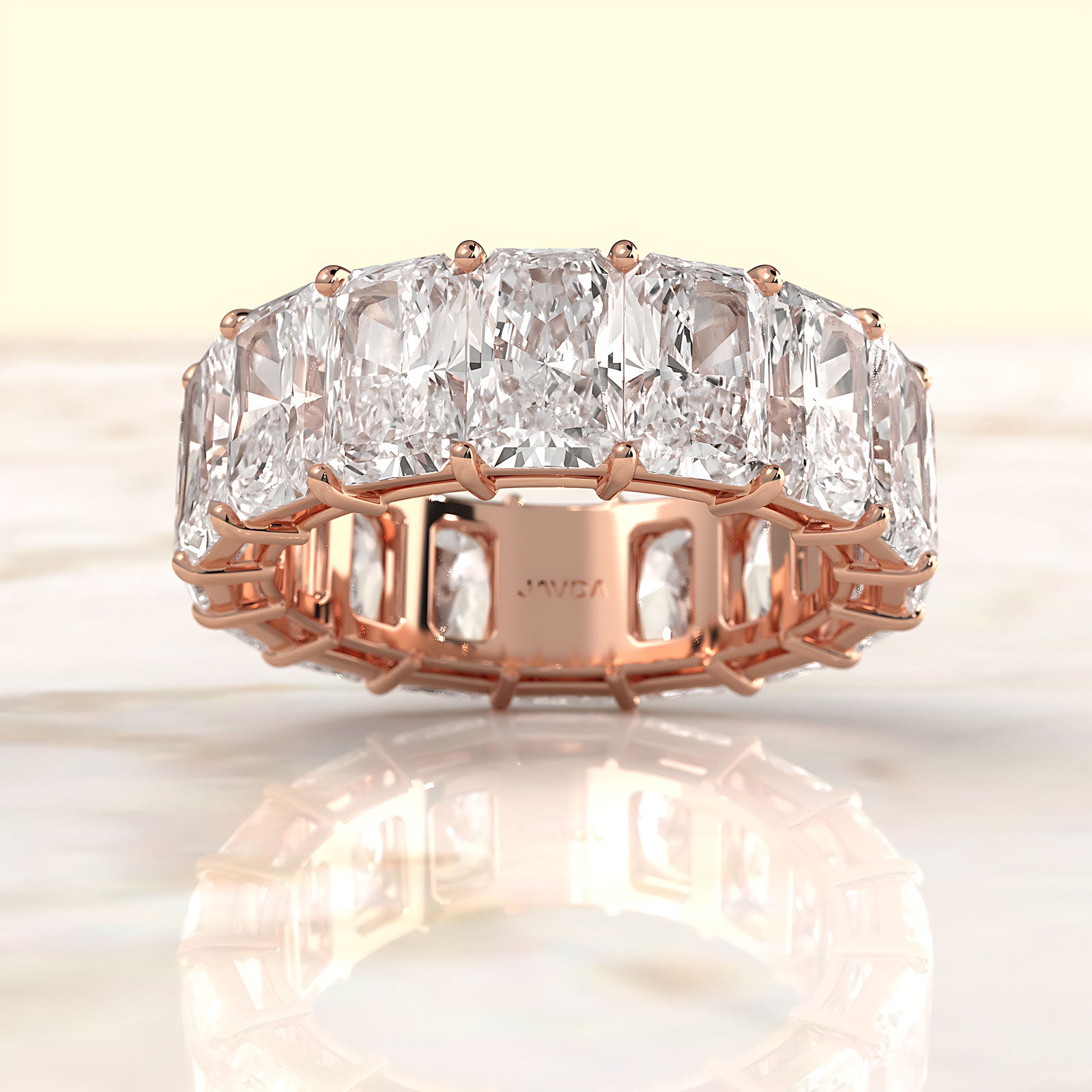 Radiant Lab Diamond Shared Prong Women's Wedding Band 6.5 mm 12.75ctw.