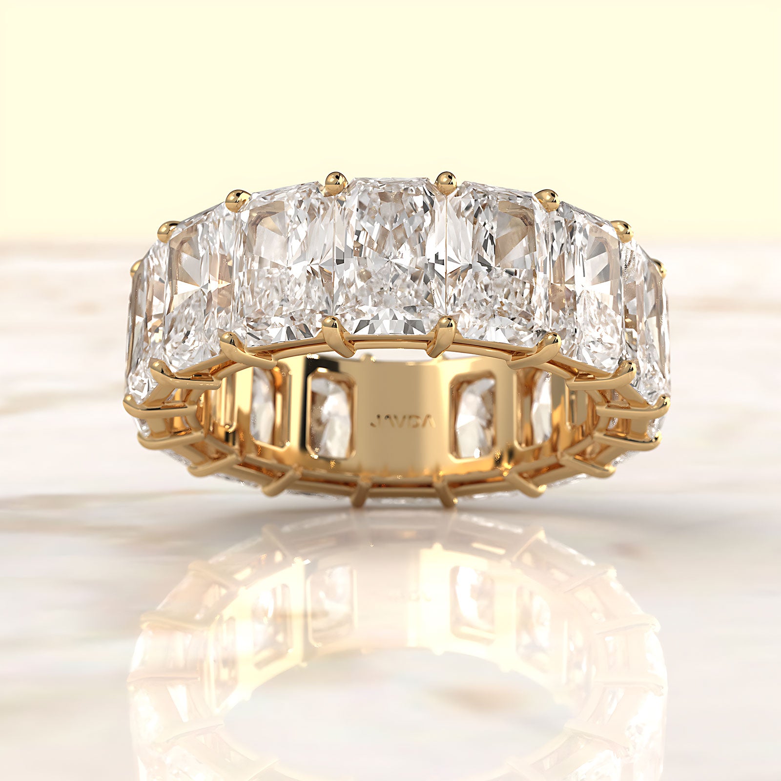 Radiant Lab Diamond Shared Prong Women's Wedding Band 6.5 mm 12.75ctw.