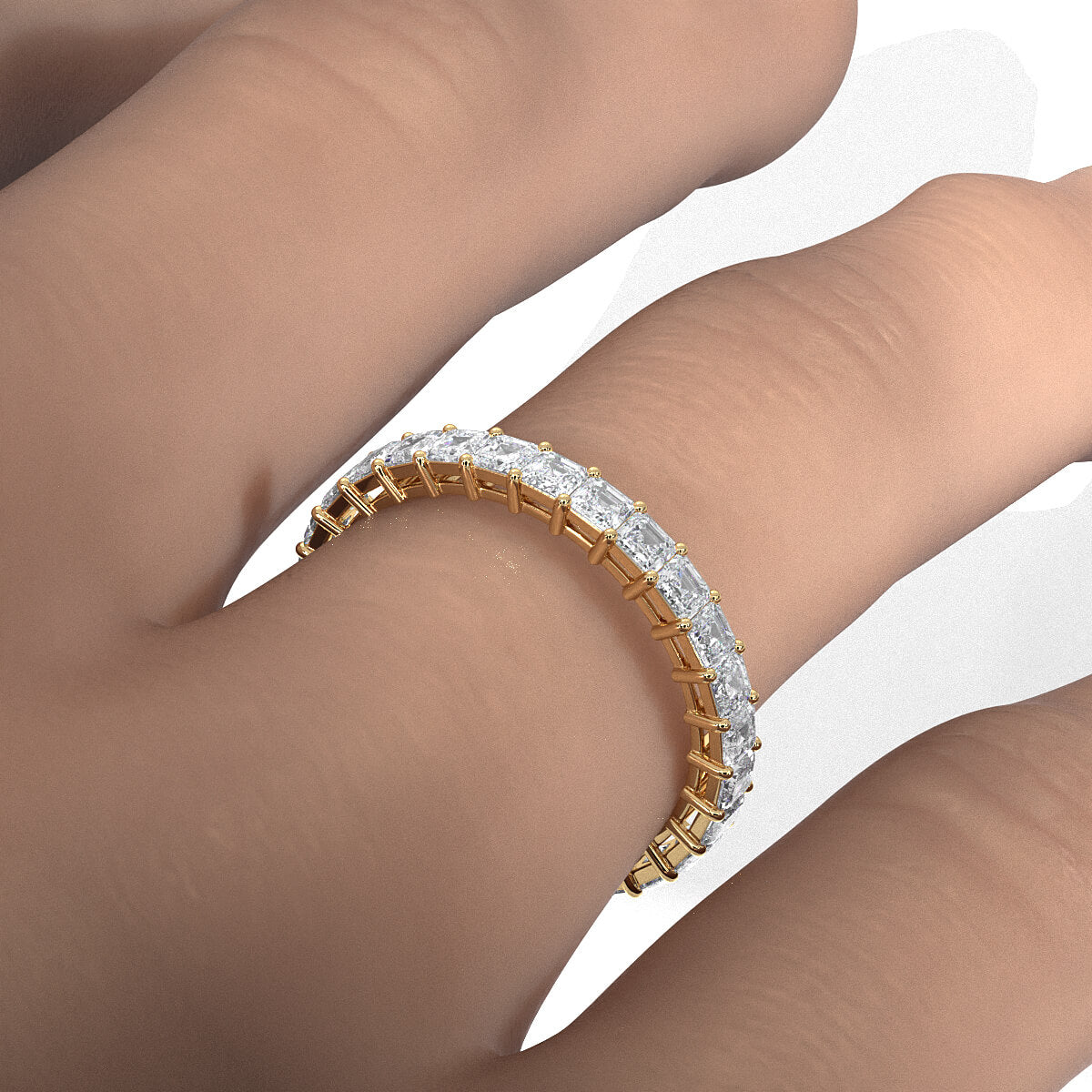 Asscher Lab Diamond Shared Prong Women's Wedding Band 2.25 mm 1.85ctw.