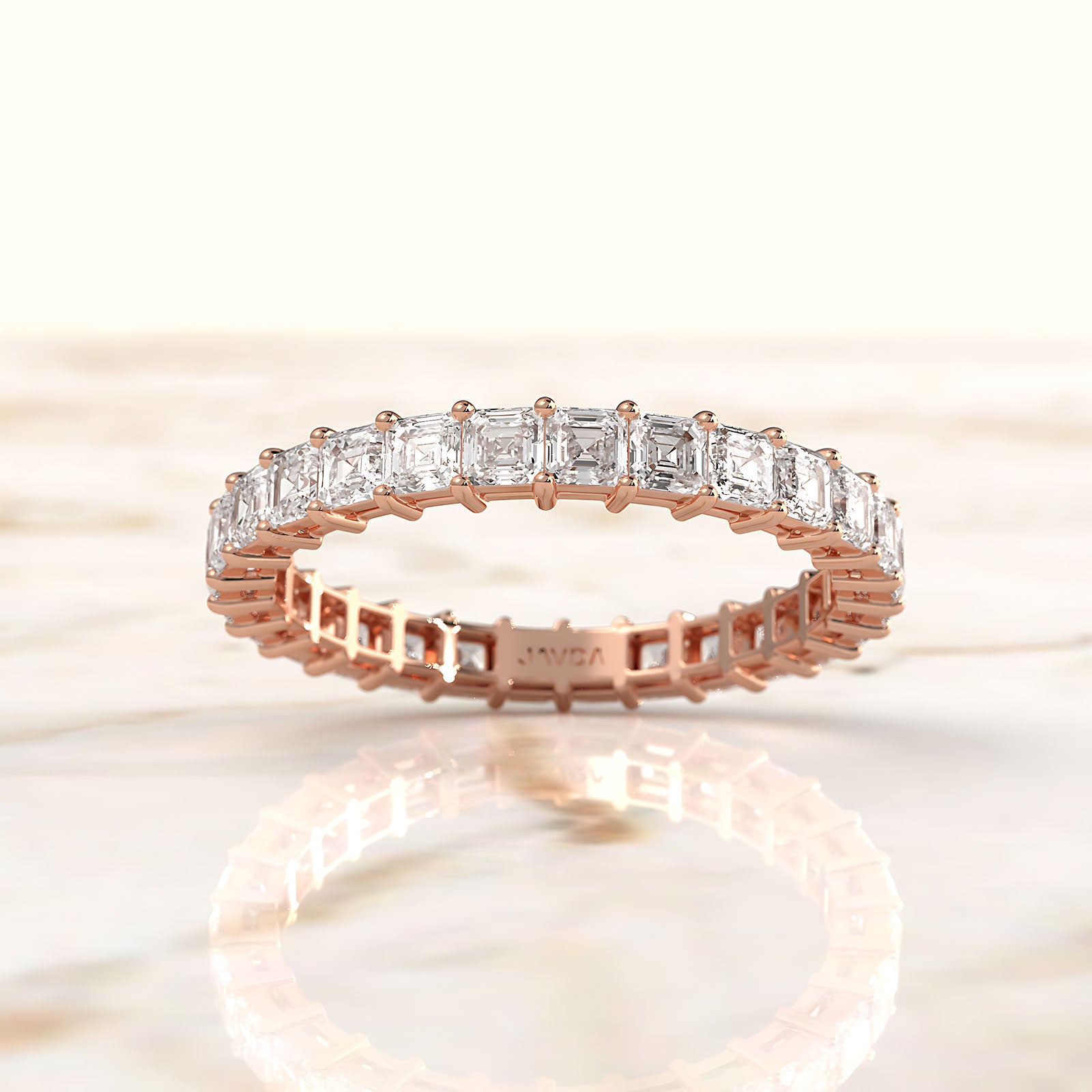 Asscher Lab Diamond Shared Prong Women's Wedding Band 2.25 mm 1.85ctw.