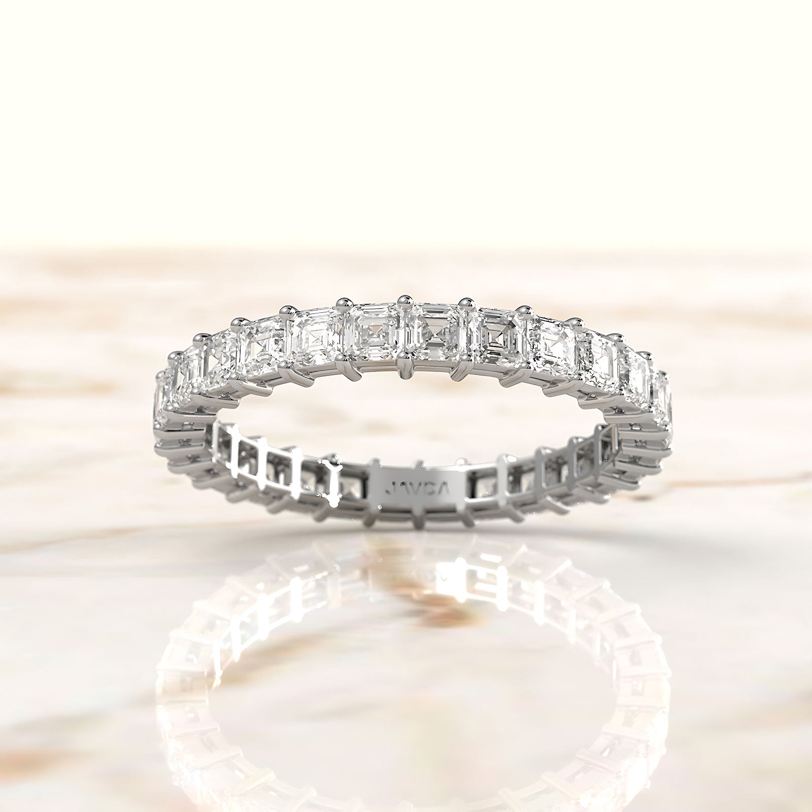 Asscher Lab Diamond Shared Prong Women's Wedding Band 2.25 mm 1.85ctw.