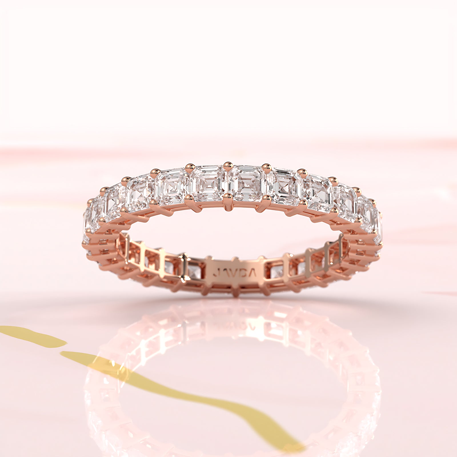 Women's Eternity Wedding Band Asscher Shared Prong Lab Diamond 2.5 mm 2.2ctw.